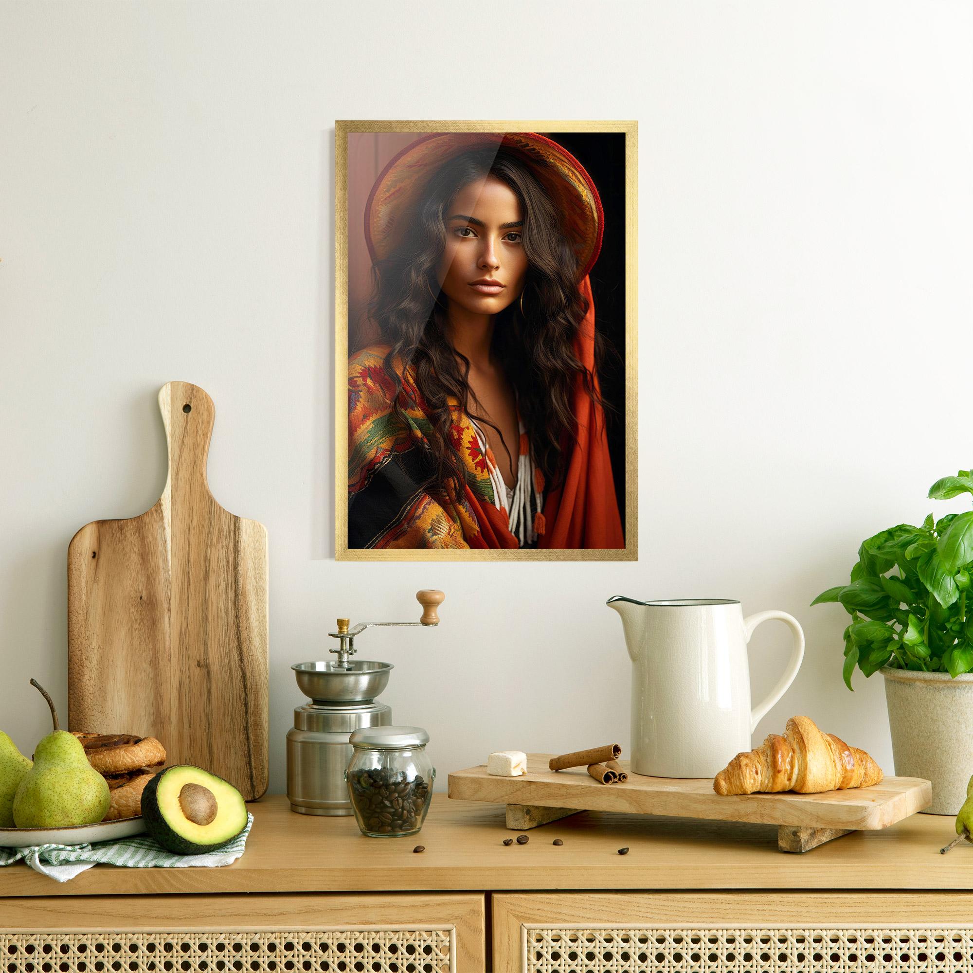 Gerahmte Poster Colorful Hat And Scarf mockup 8