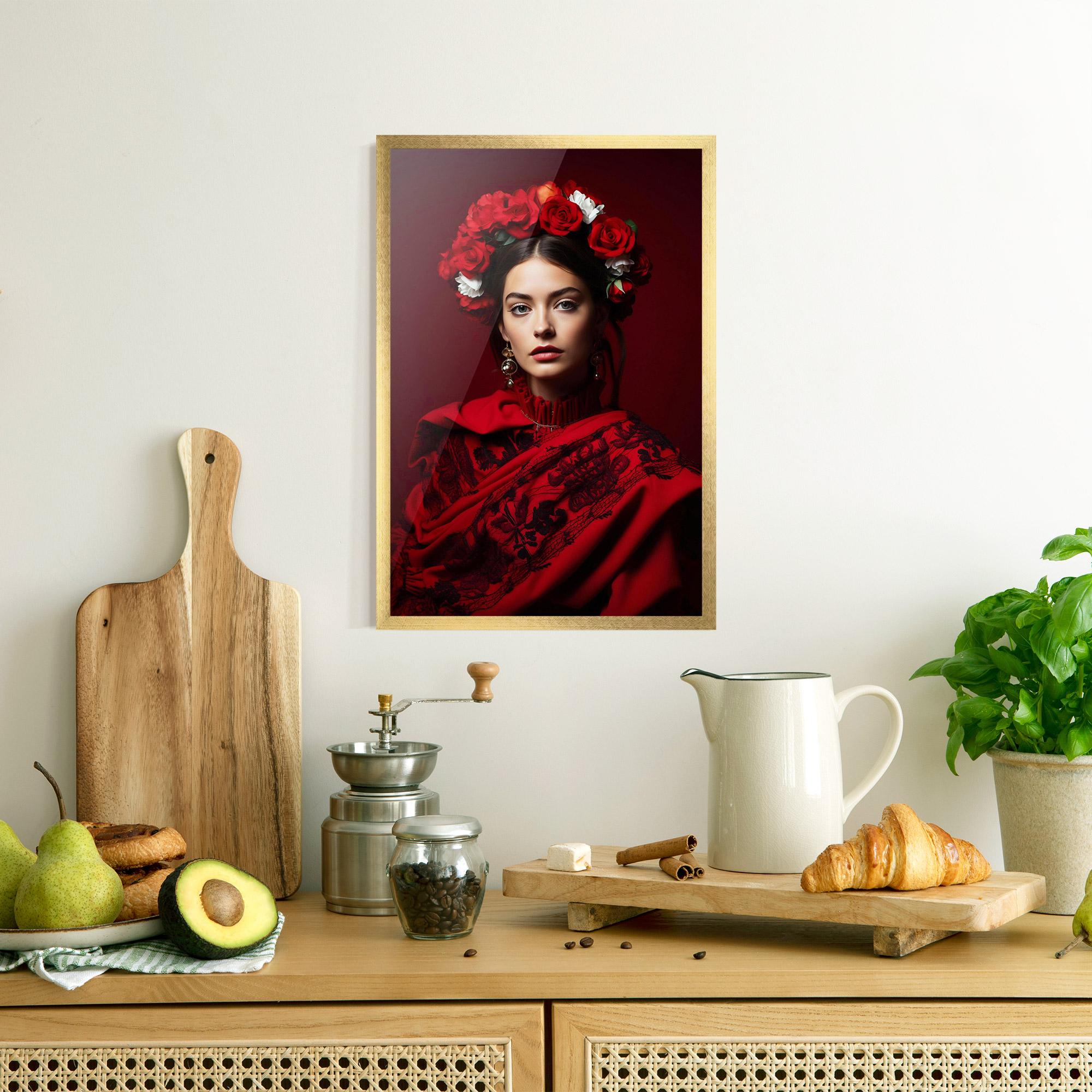 Gerahmte Poster Posing With Roses mockup 8
