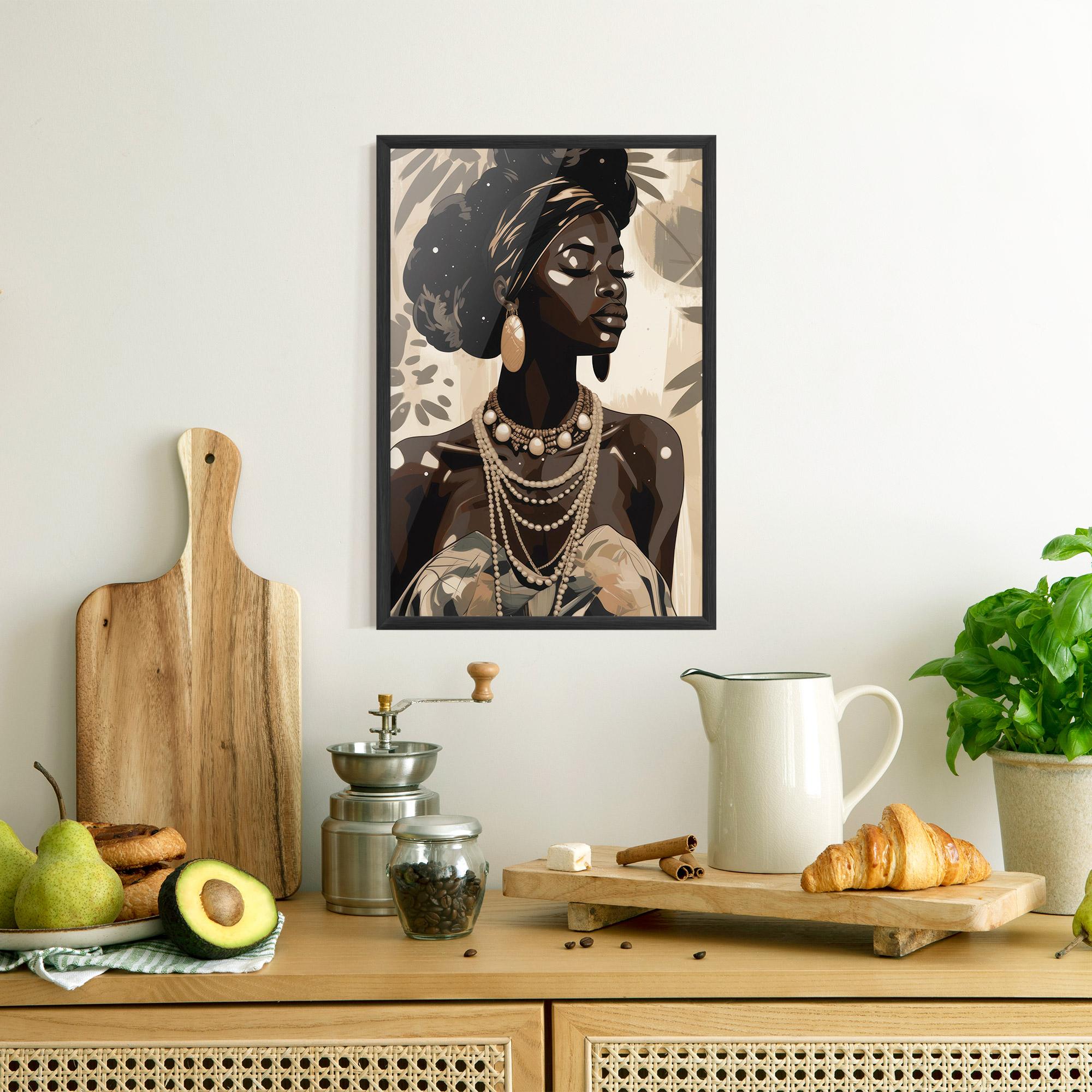 Gerahmte Poster African Woman On Cream mockup 8