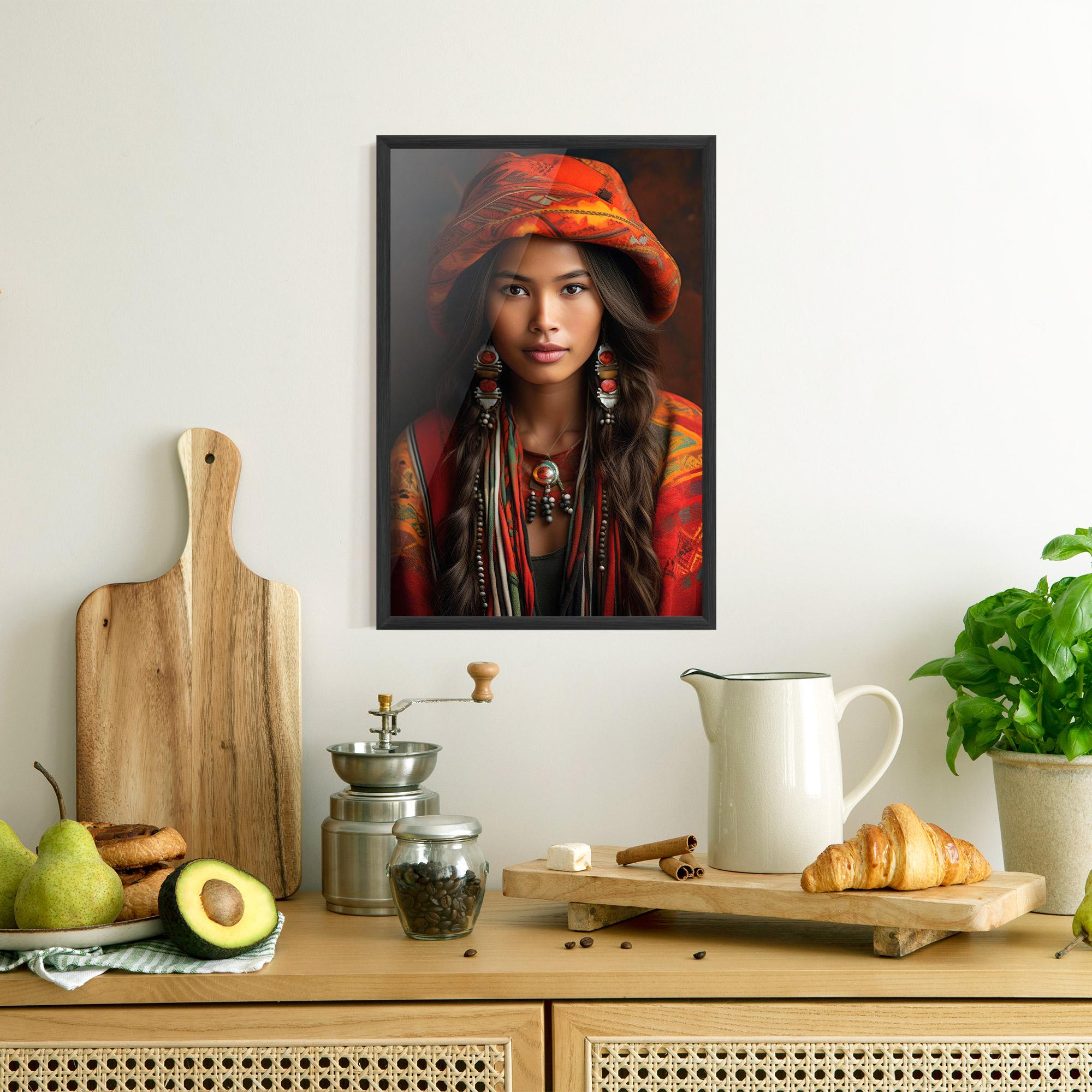 Gerahmte Poster Colorful Hat And Earrings mockup 8
