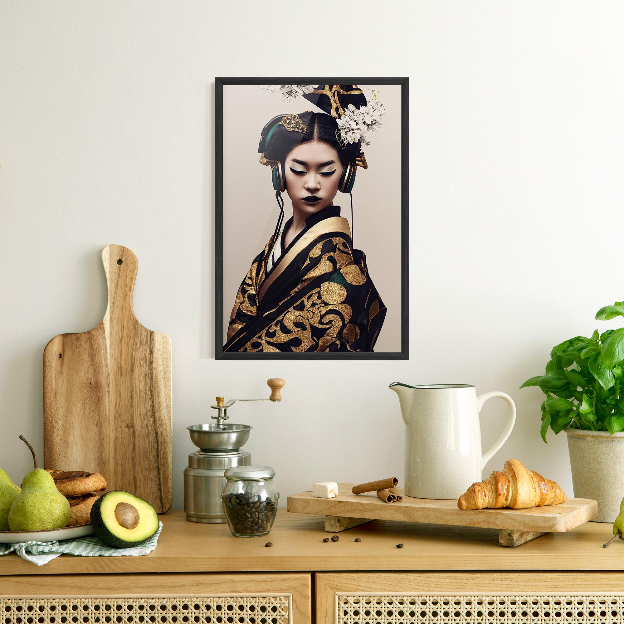 Gerahmte Poster Kimono Headphones mockup 8