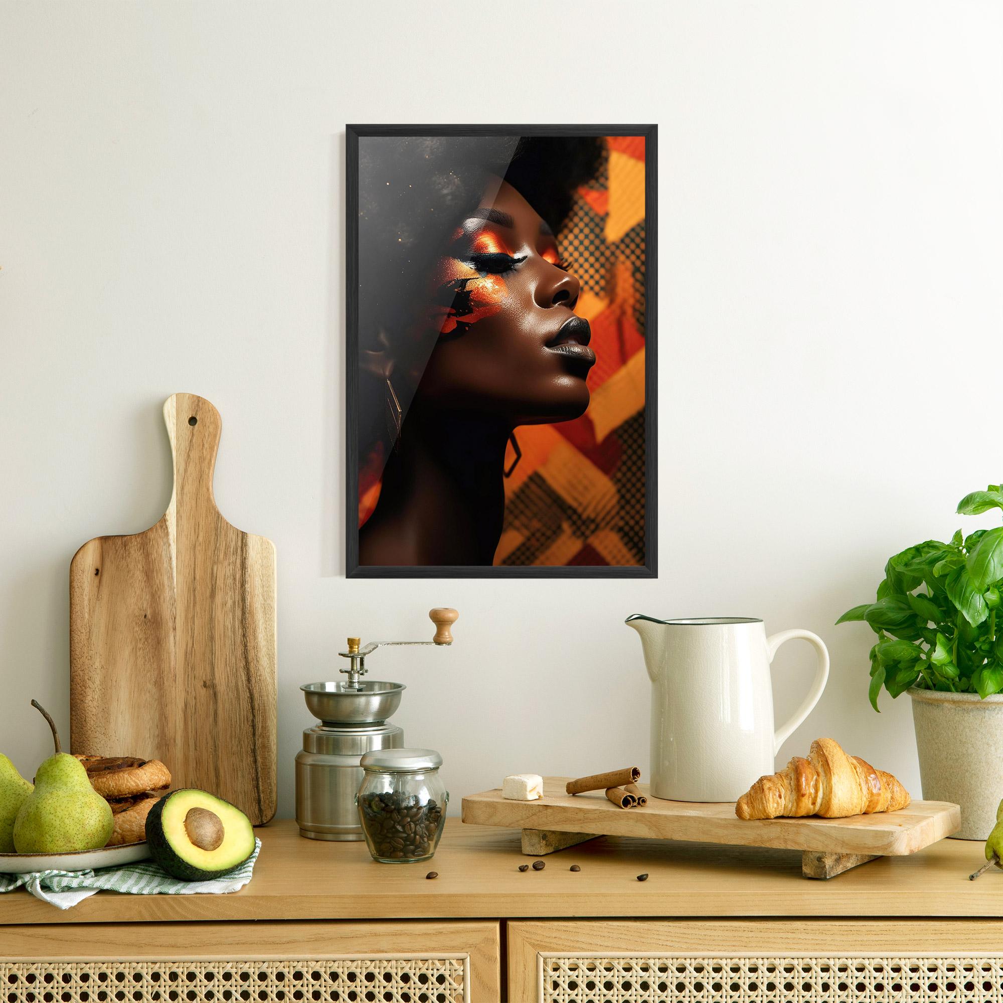 Gerahmte Poster Orange African Makeup mockup 8