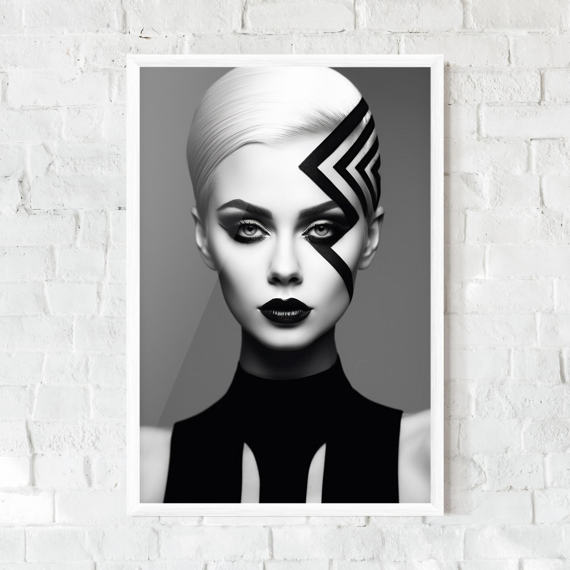 Gerahmte Poster Black Lines On Face mockup 0