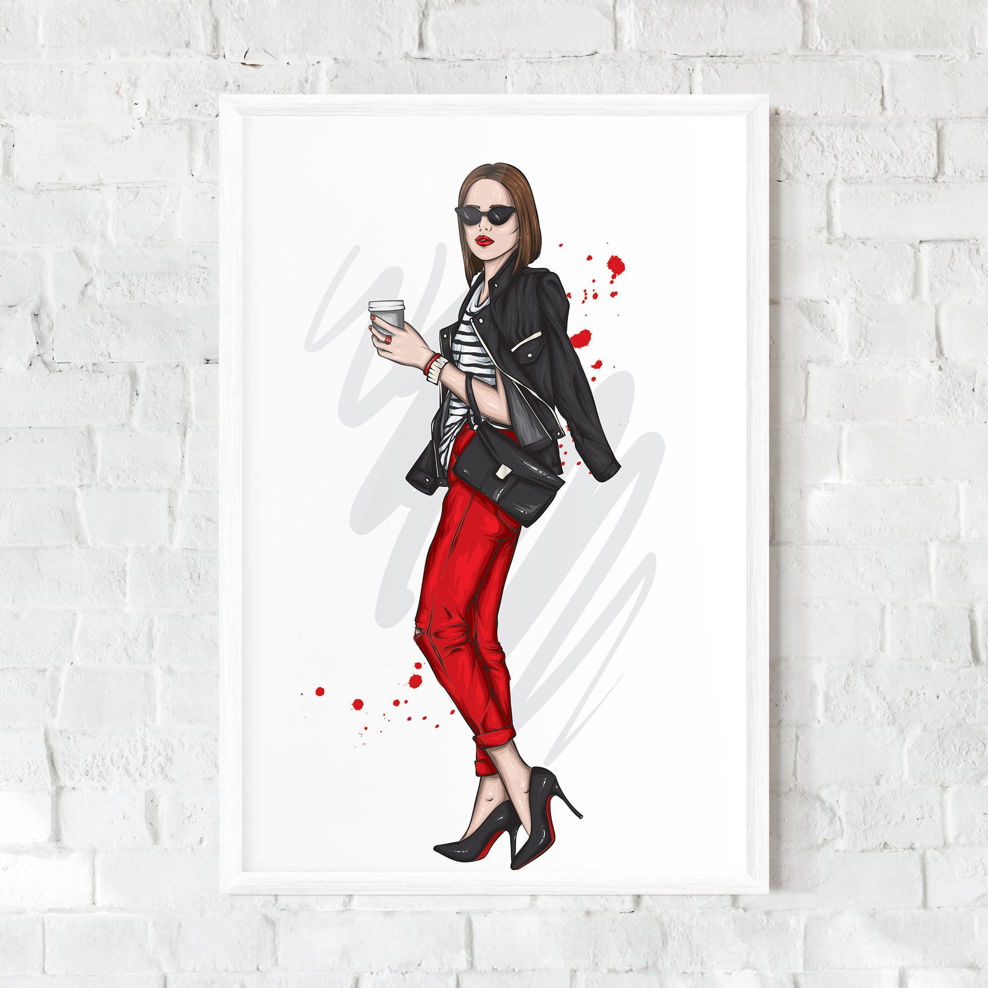 Gerahmte Poster Red Pants Woman mockup 0