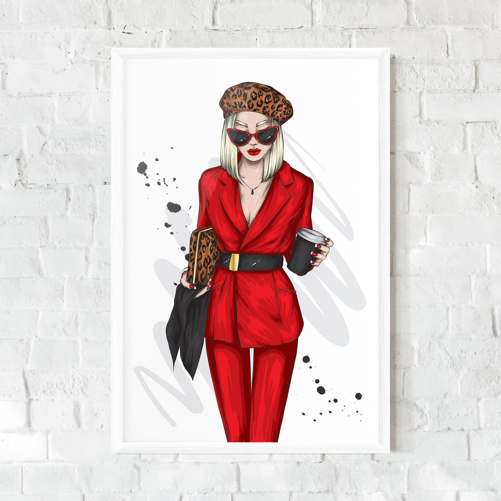 Gerahmte Poster Red Suit Woman mockup 0