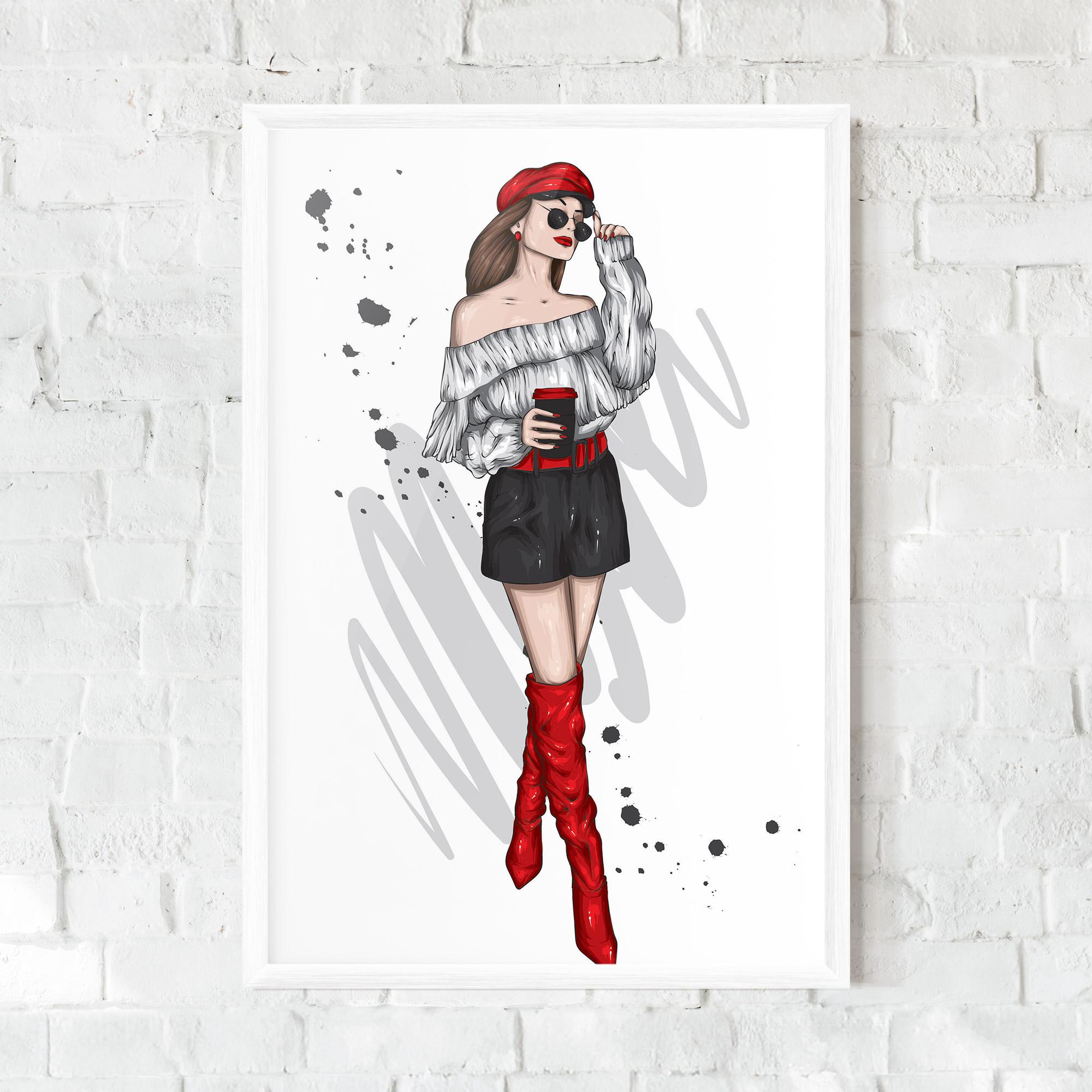 Gerahmte Poster Red Tall Boots Woman mockup 0