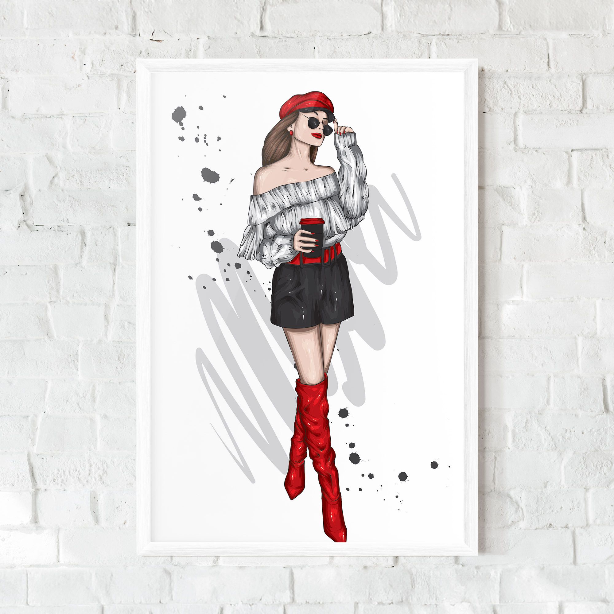 Red Tall Boots Woman mockup 0