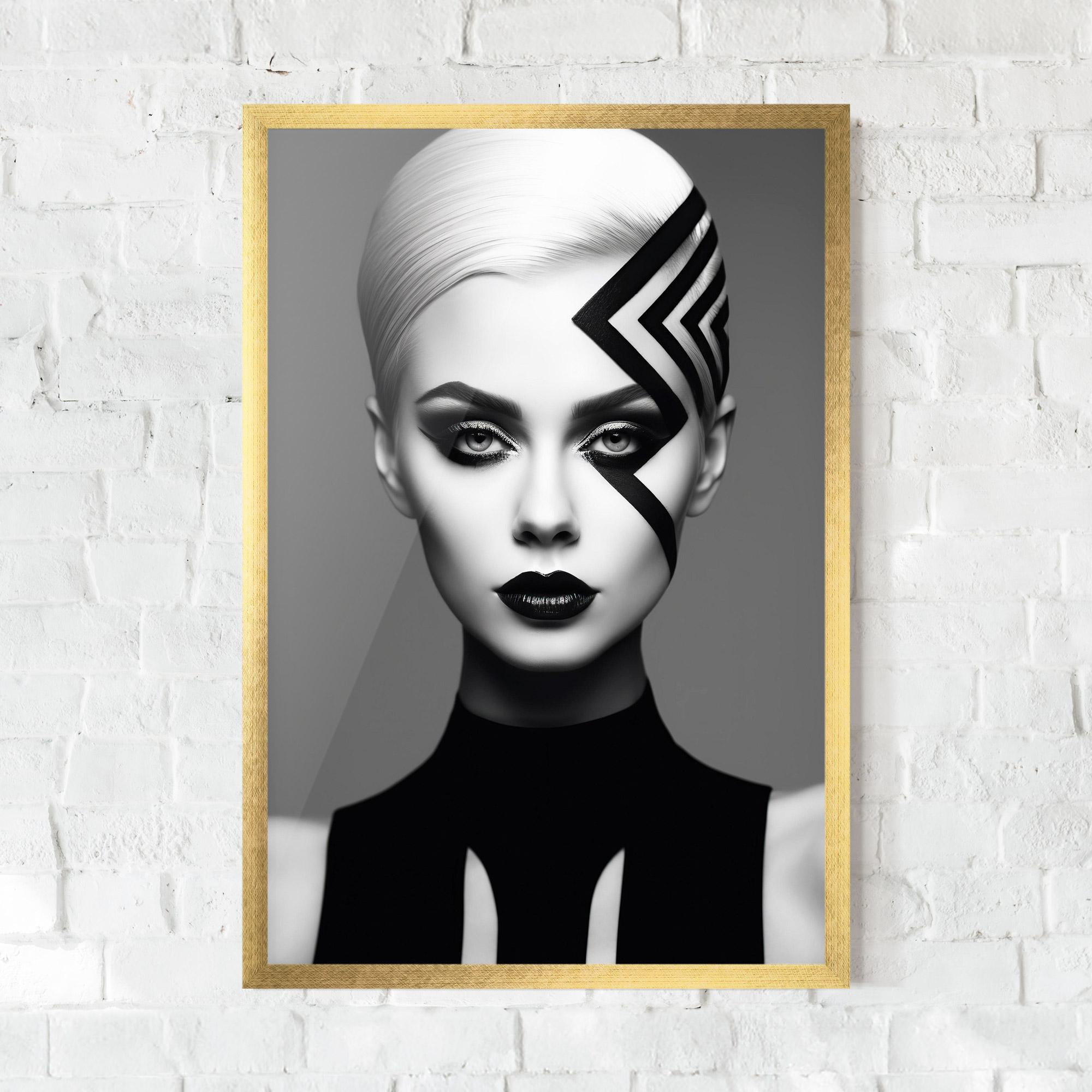 Gerahmte Poster Black Lines On Face mockup 0