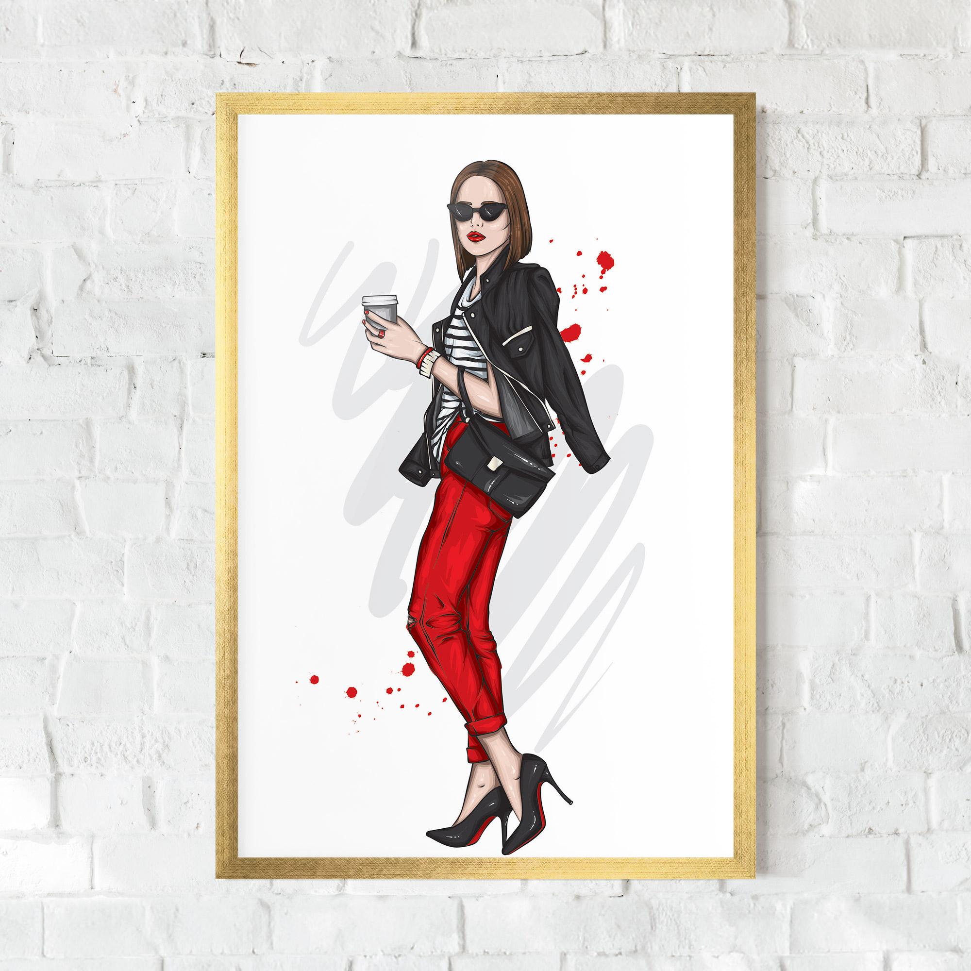 Gerahmte Poster Red Pants Woman mockup 0