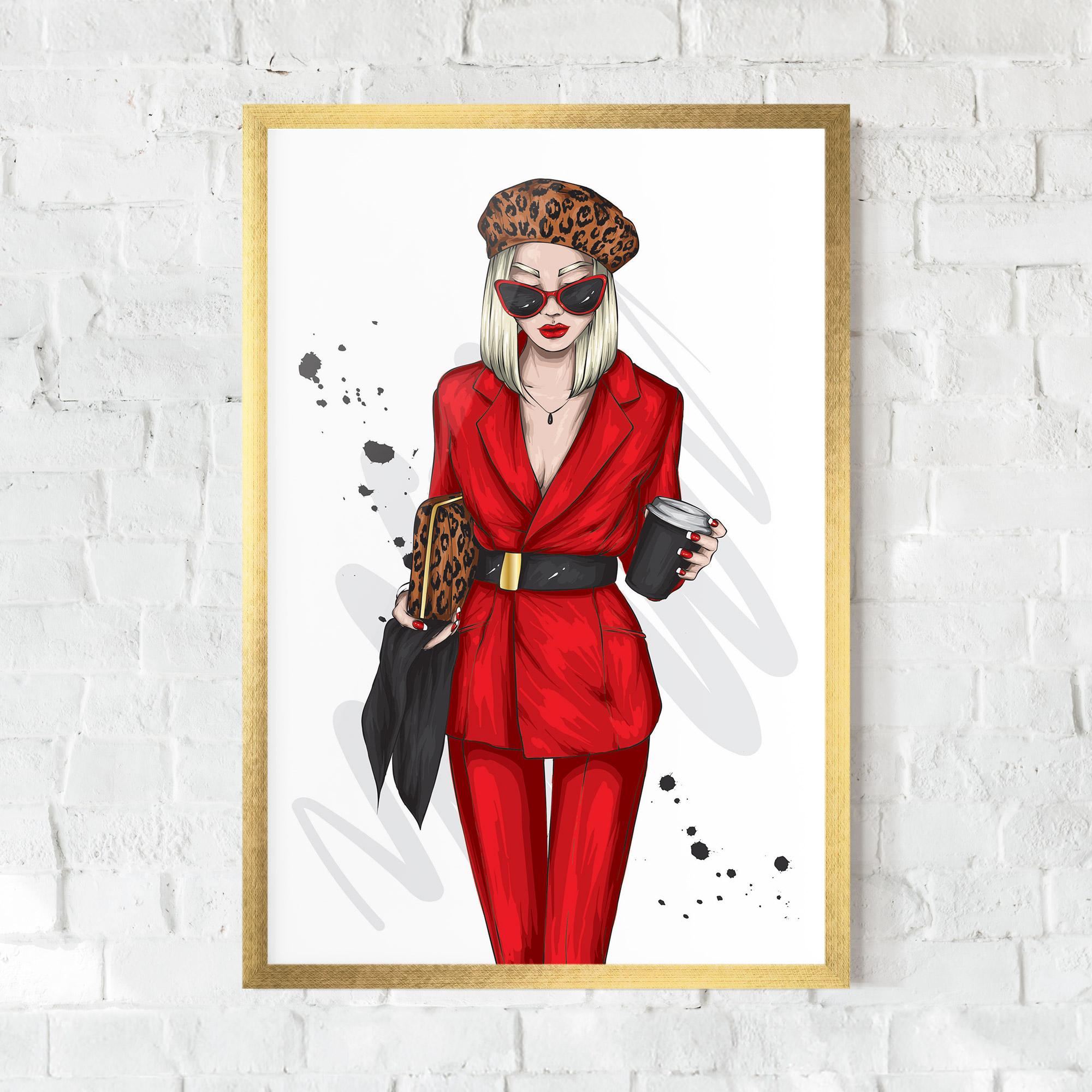 Gerahmte Poster Red Suit Woman mockup 0