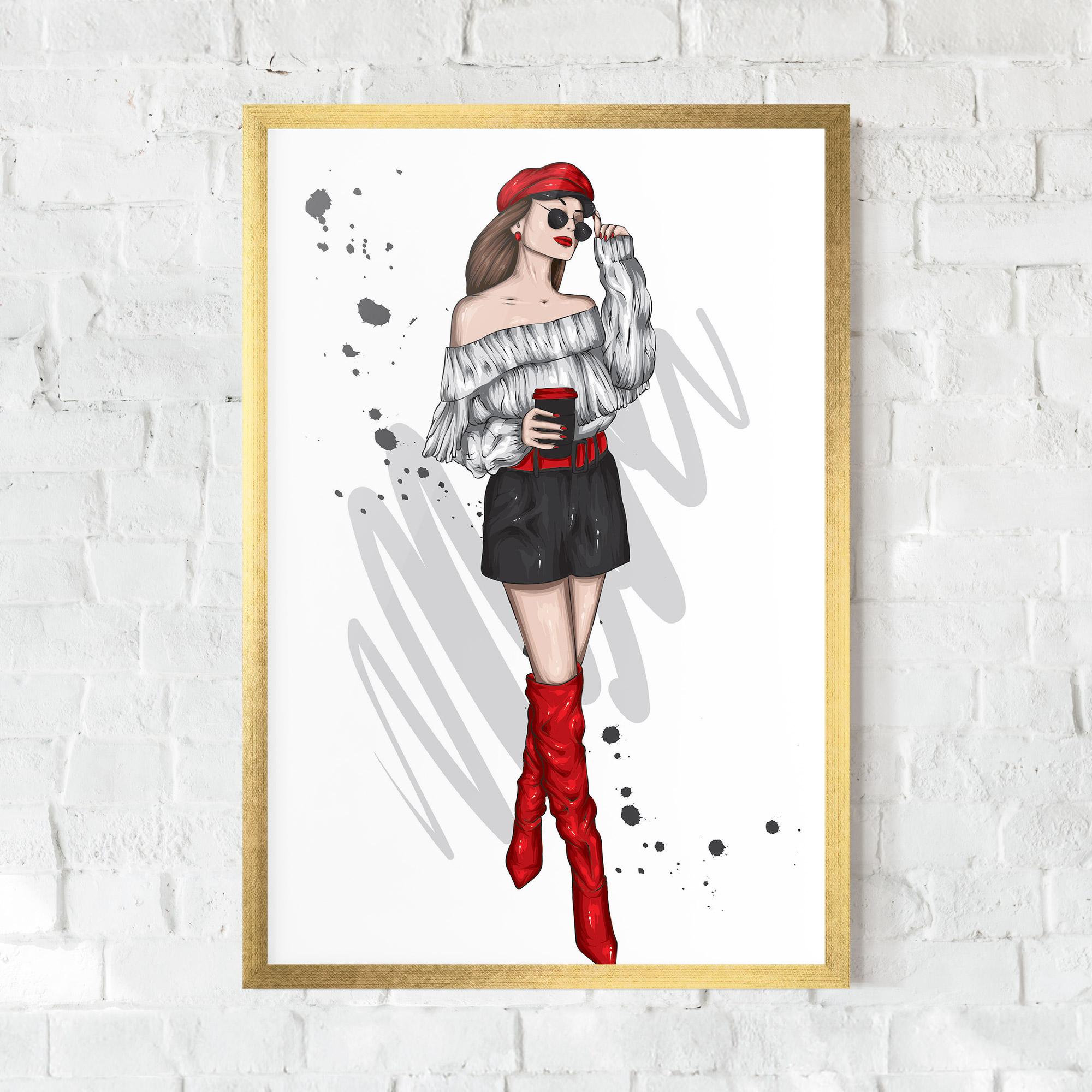 Gerahmte Poster Red Tall Boots Woman mockup 0