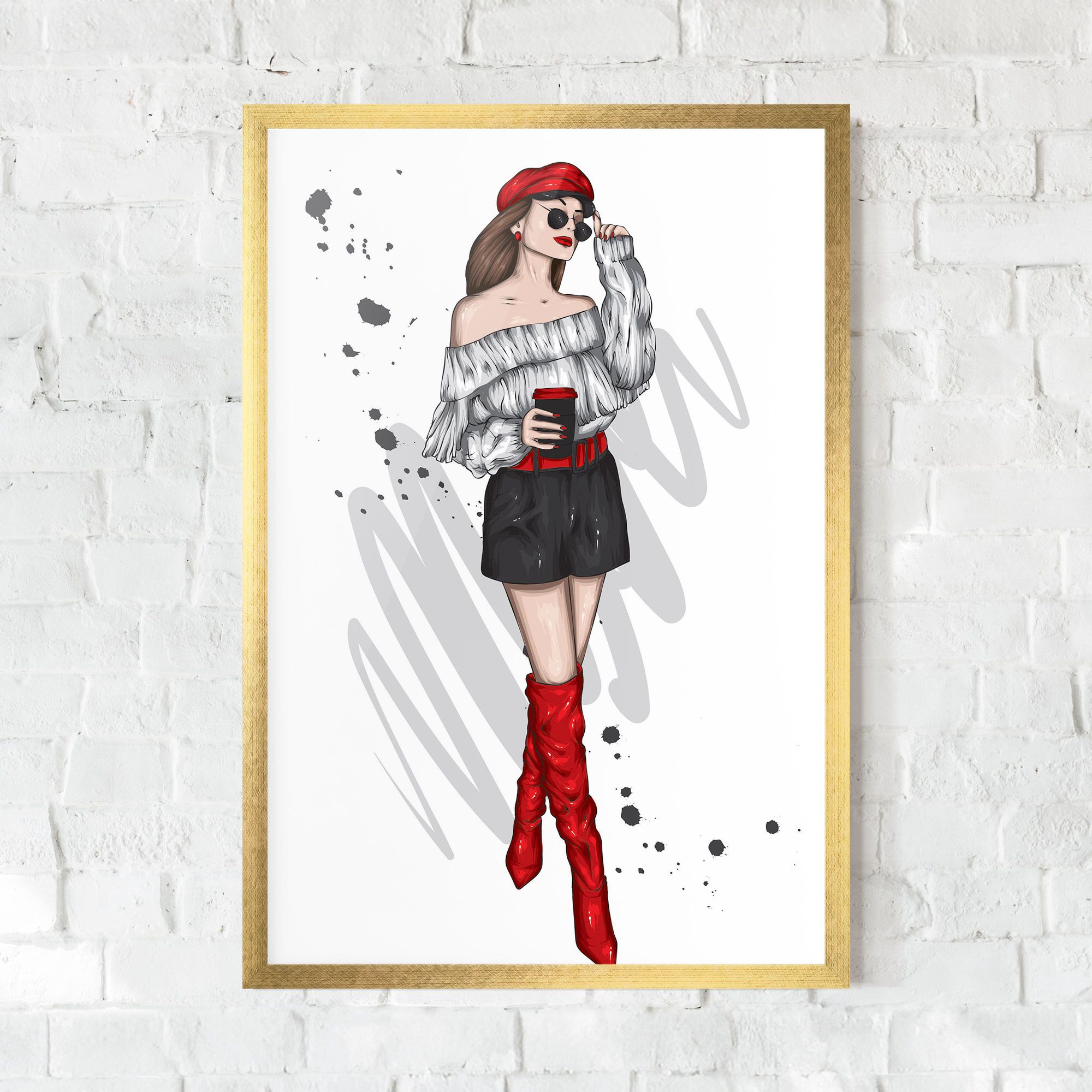 Red Tall Boots Woman mockup 0