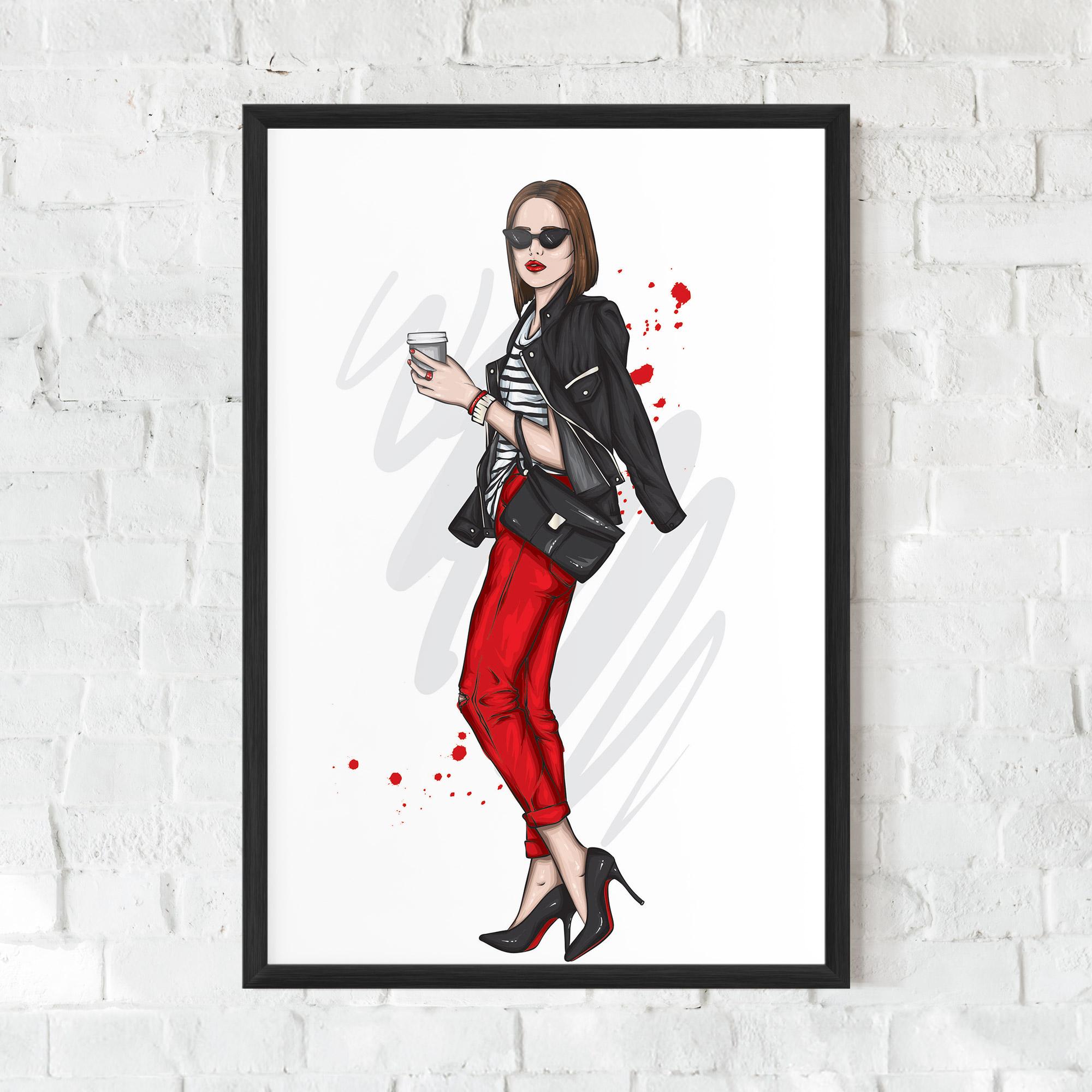 Gerahmte Poster Red Pants Woman mockup 0