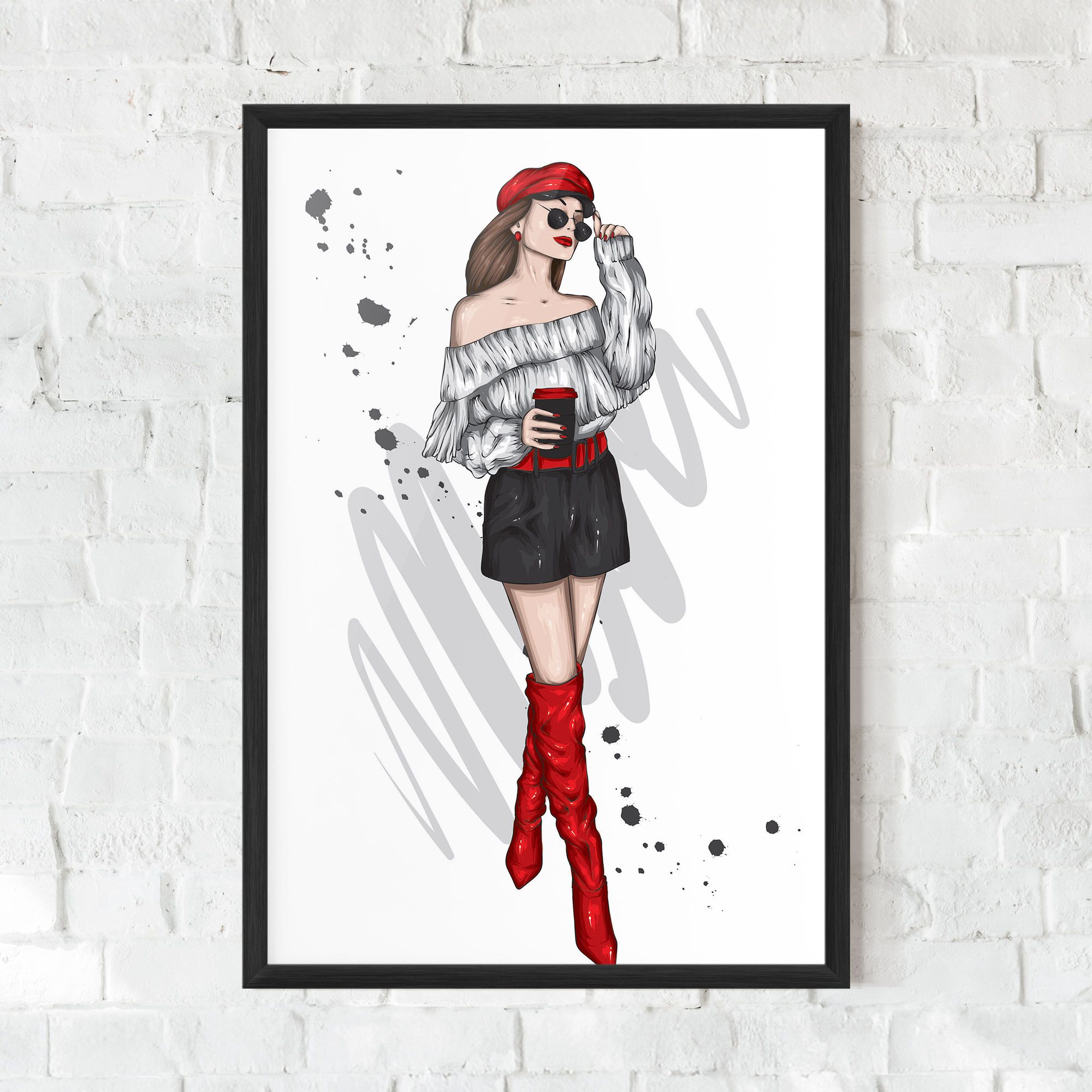 Red Tall Boots Woman mockup 0