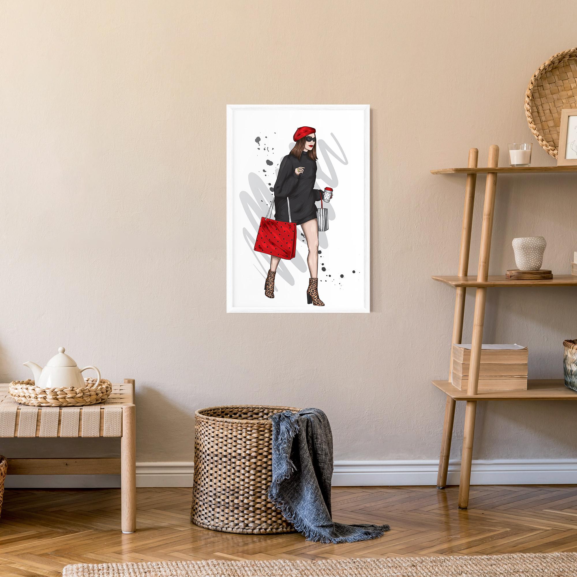 Gerahmte Poster Black Red Outfit mockup 9