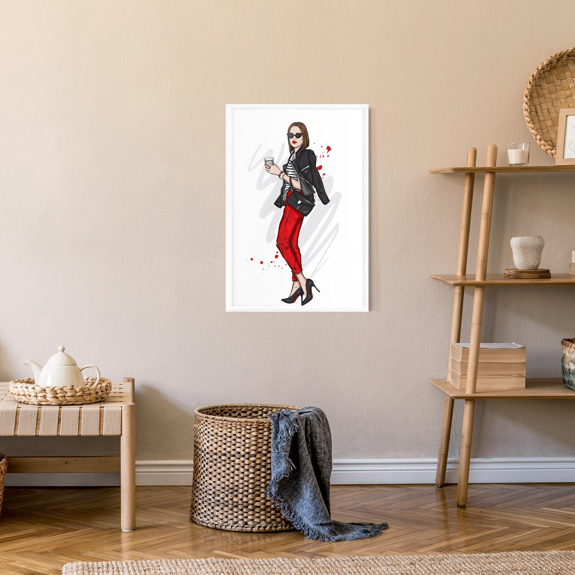 Gerahmte Poster Red Pants Woman mockup 9