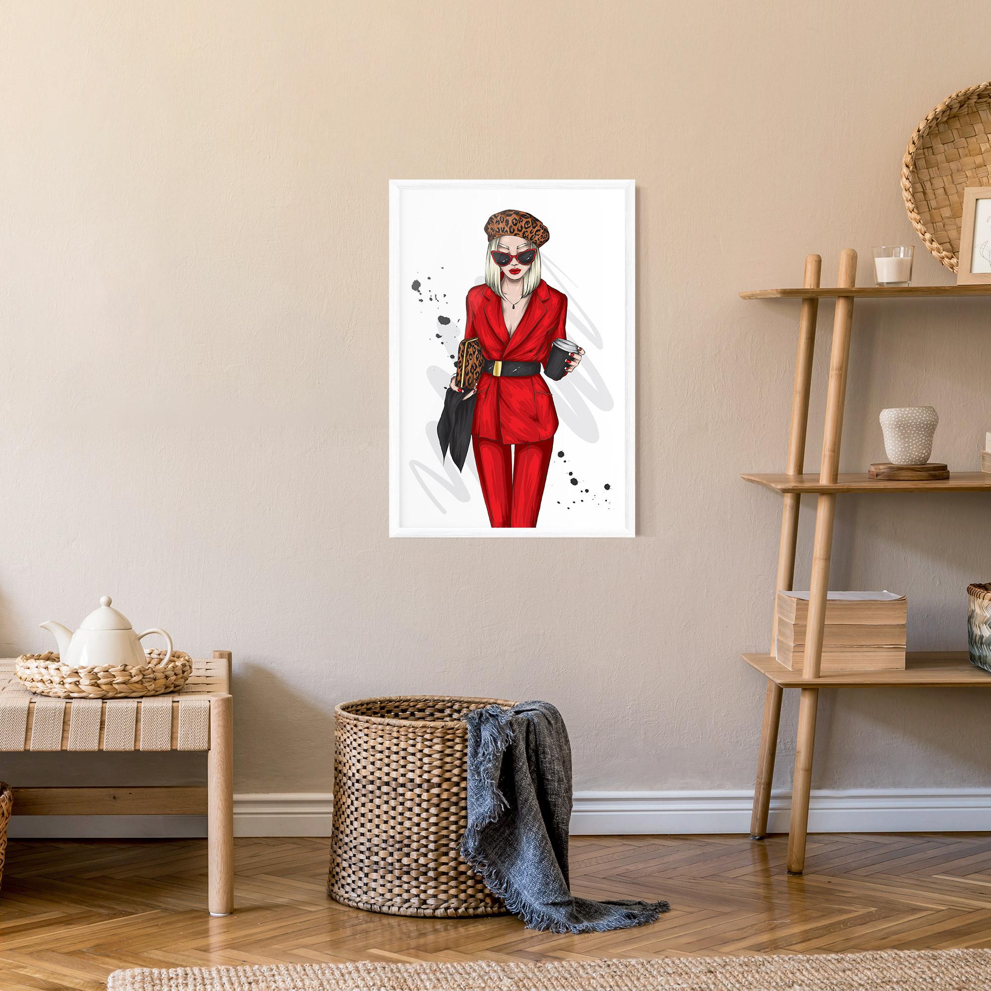 Gerahmte Poster Red Suit Woman mockup 9