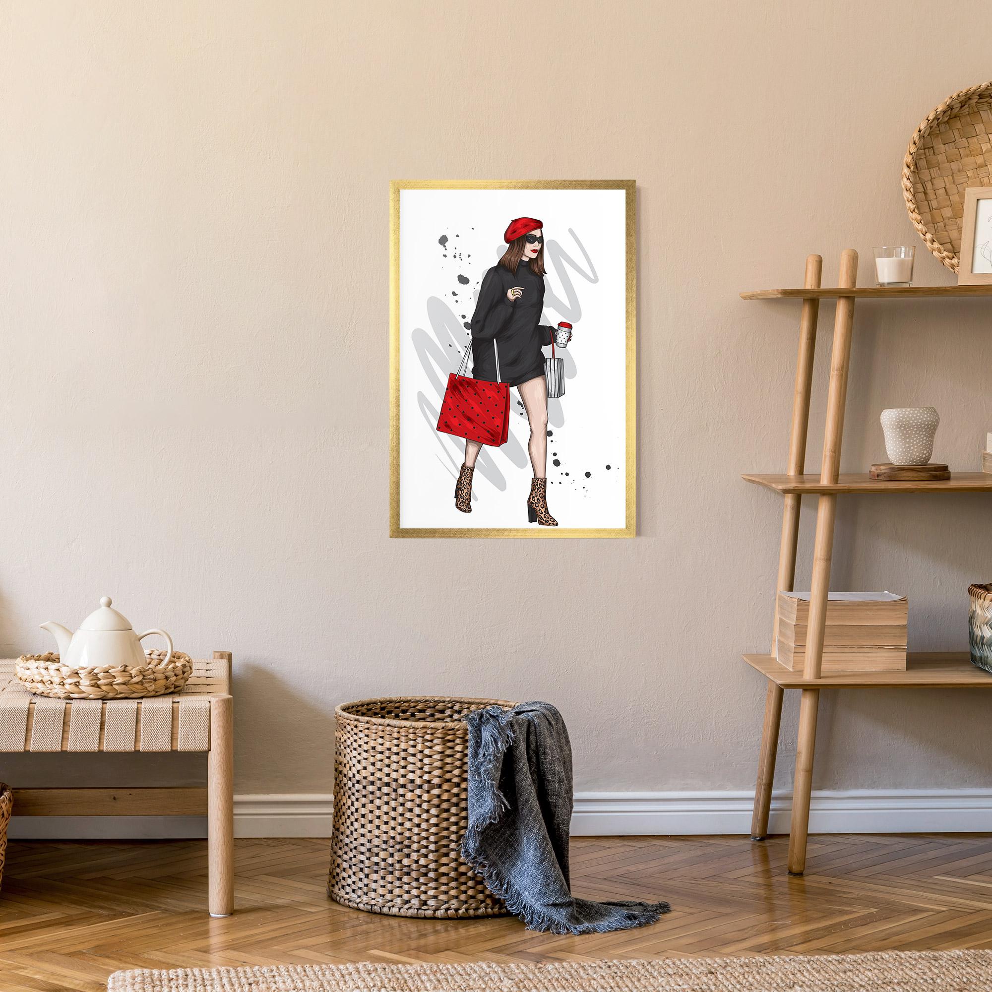 Gerahmte Poster Black Red Outfit mockup 9
