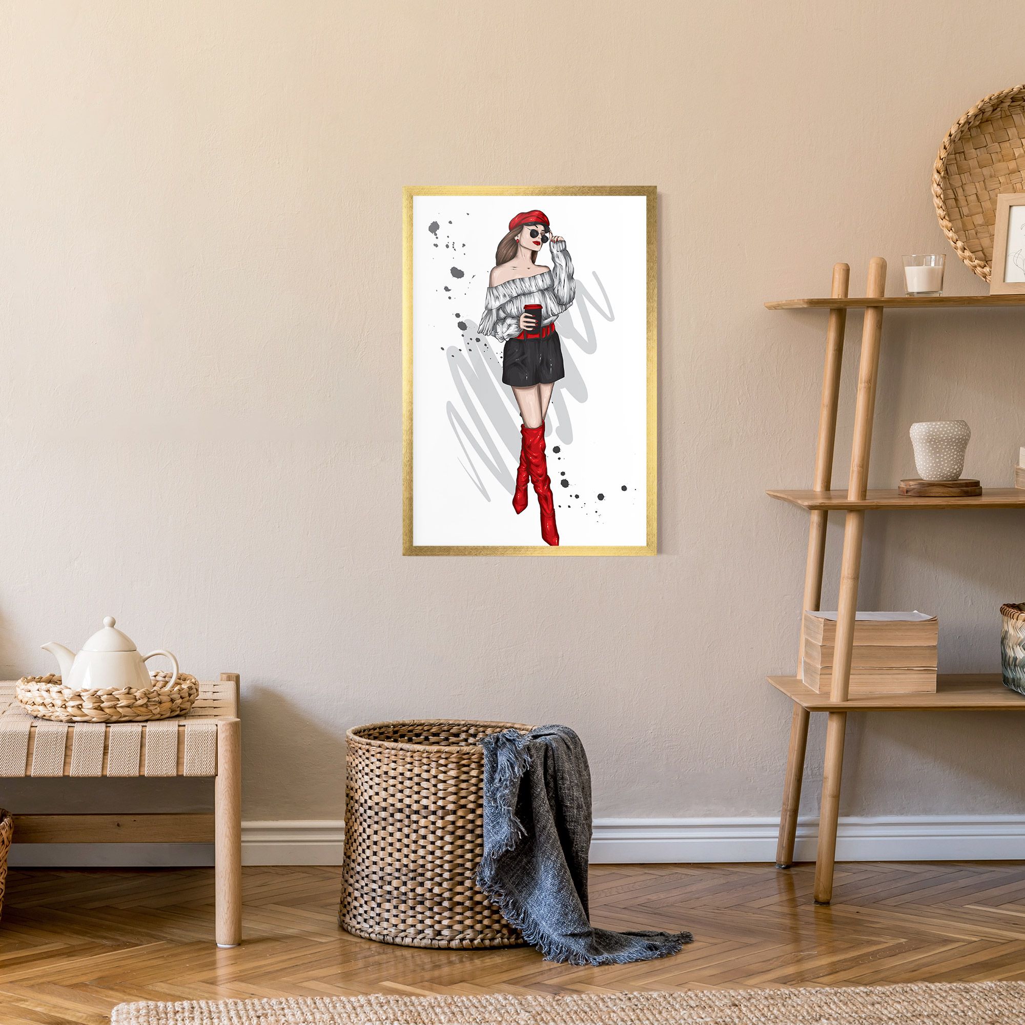 Red Tall Boots Woman mockup 9