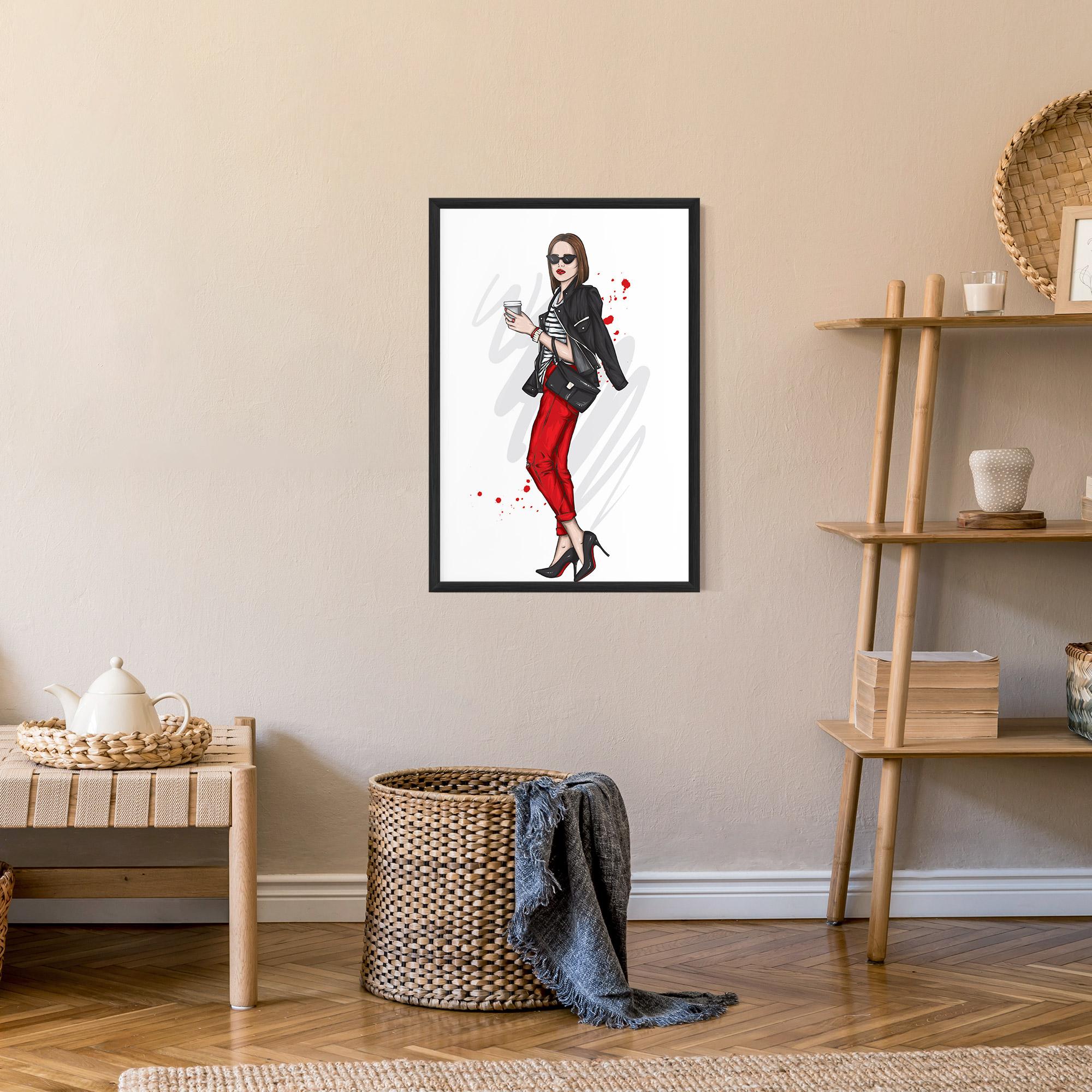 Gerahmte Poster Red Pants Woman mockup 9