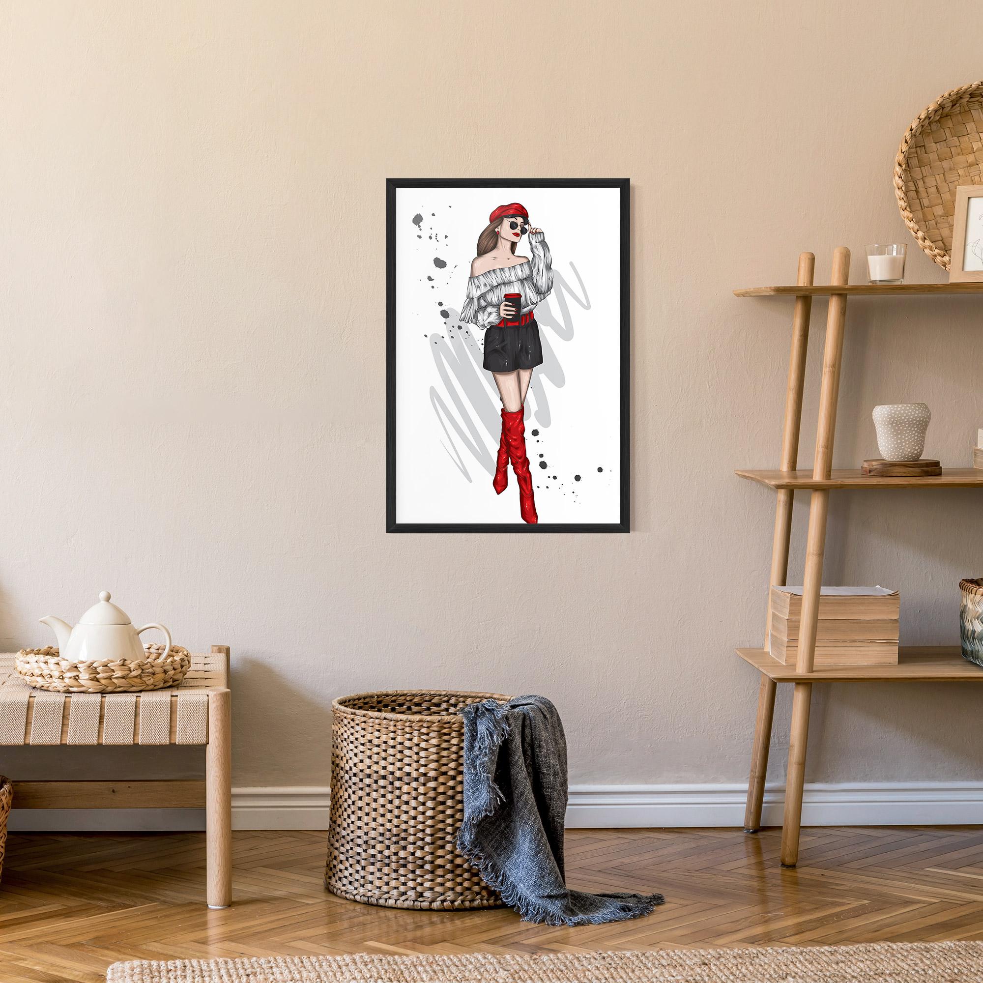 Gerahmte Poster Red Tall Boots Woman mockup 9