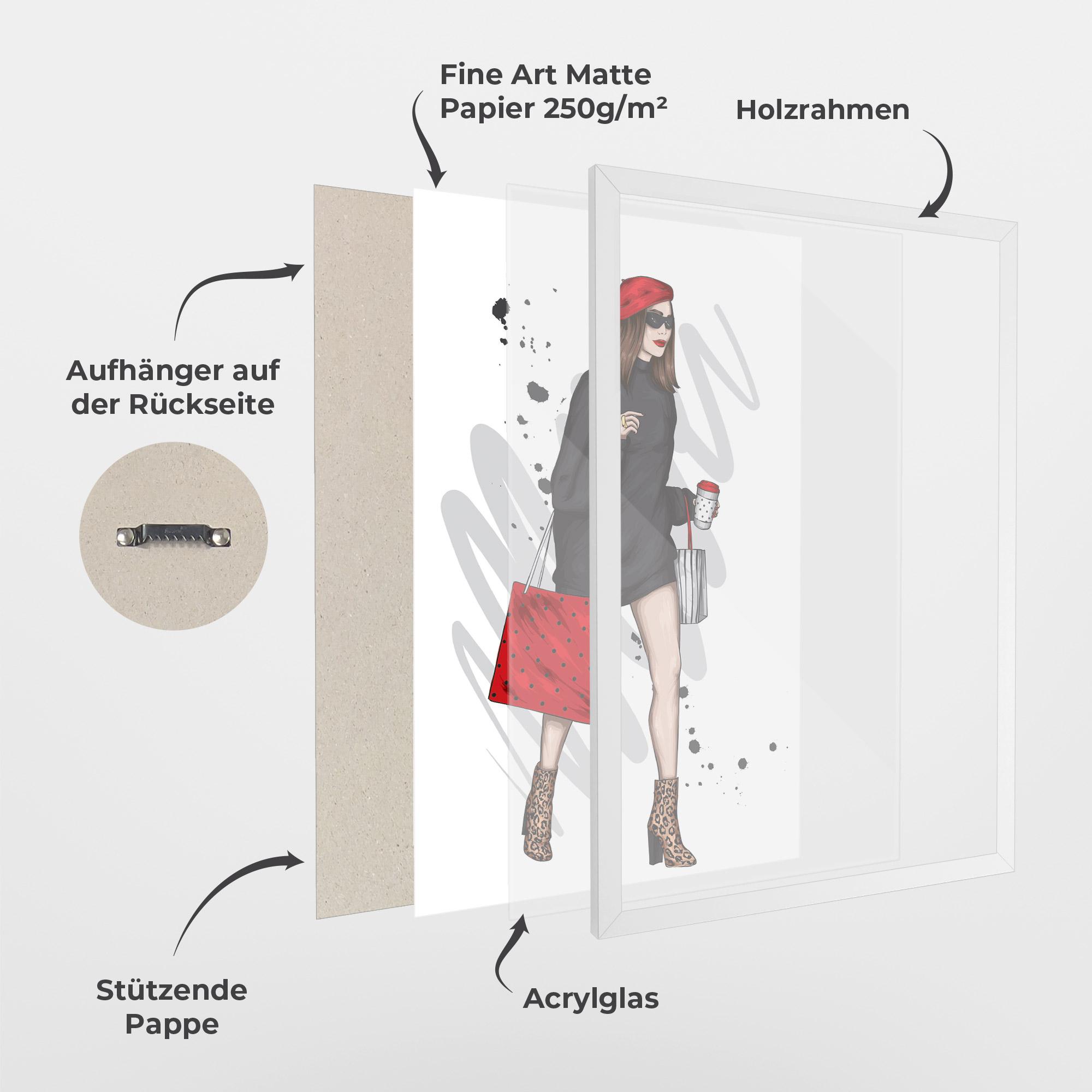 Gerahmte Poster Black Red Outfit mockup 1