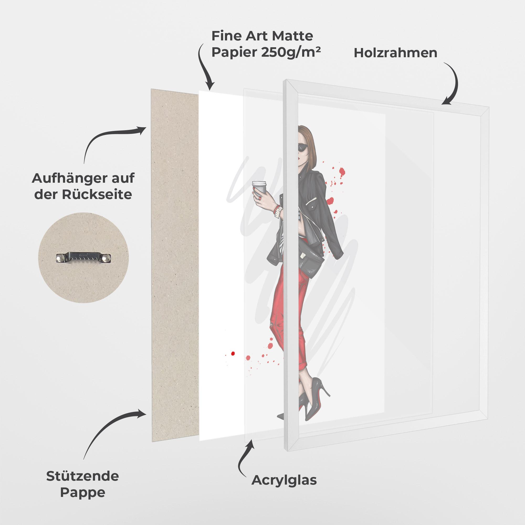 Gerahmte Poster Red Pants Woman mockup 1