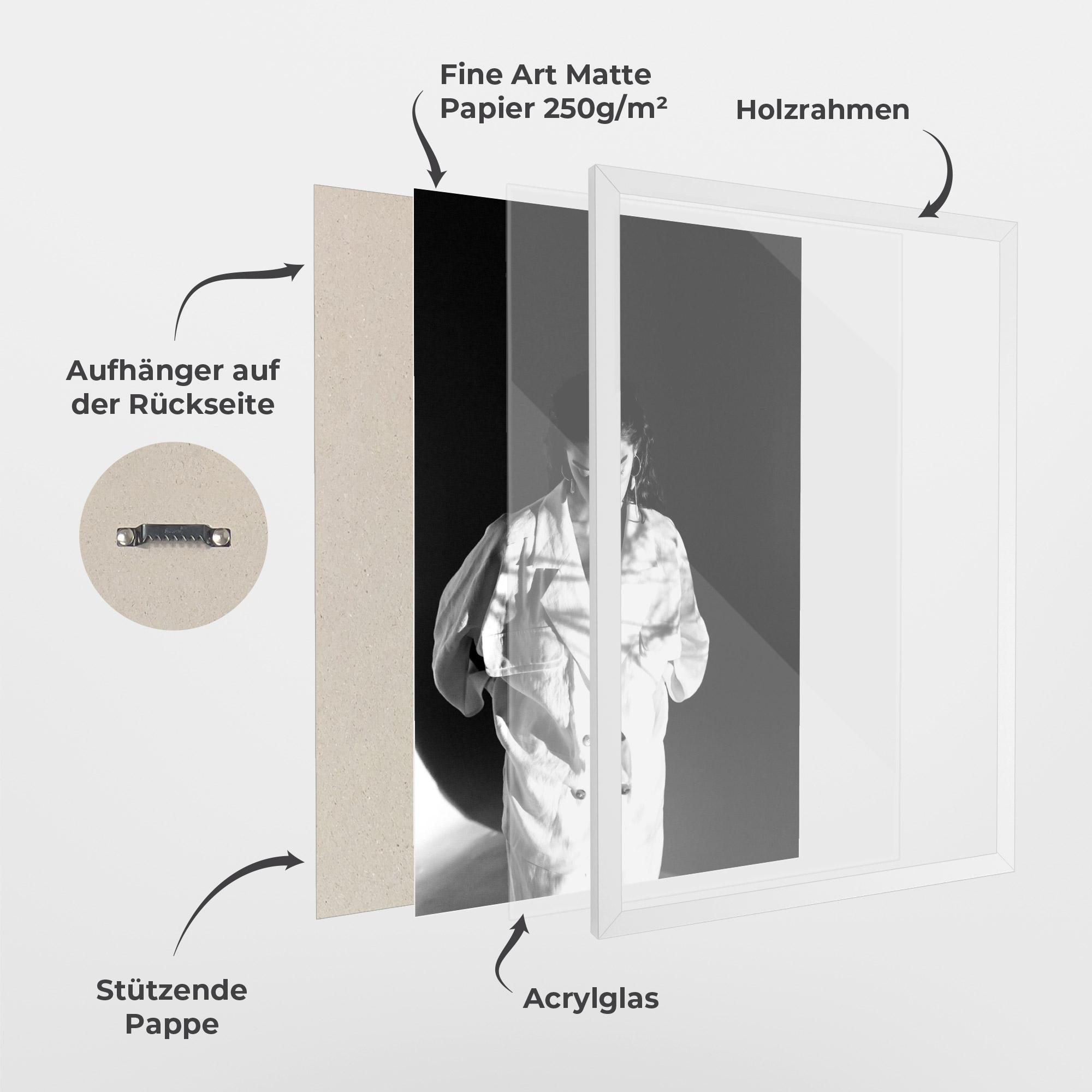 Gerahmte Poster Woman Black Wall mockup 1