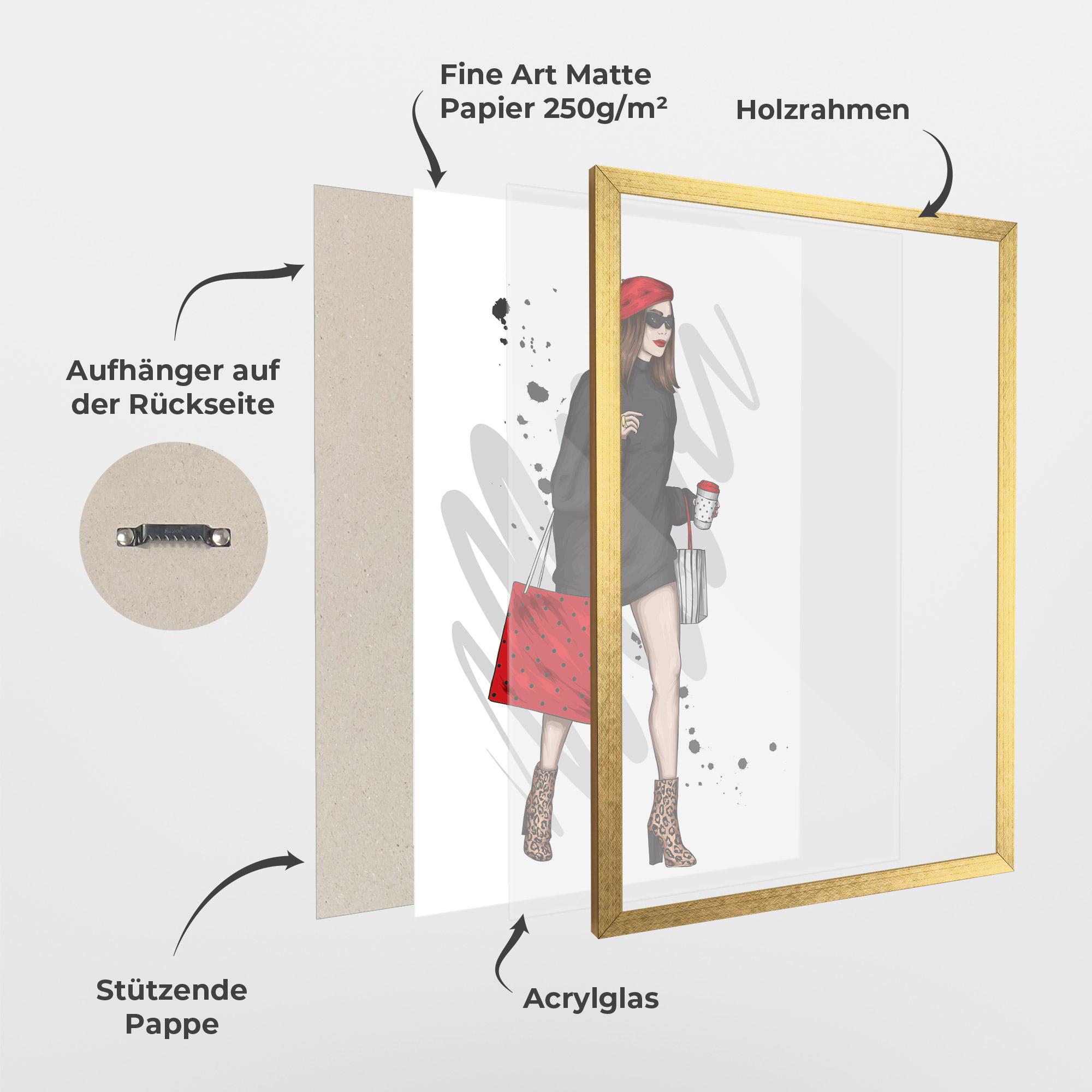 Gerahmte Poster Black Red Outfit mockup 1