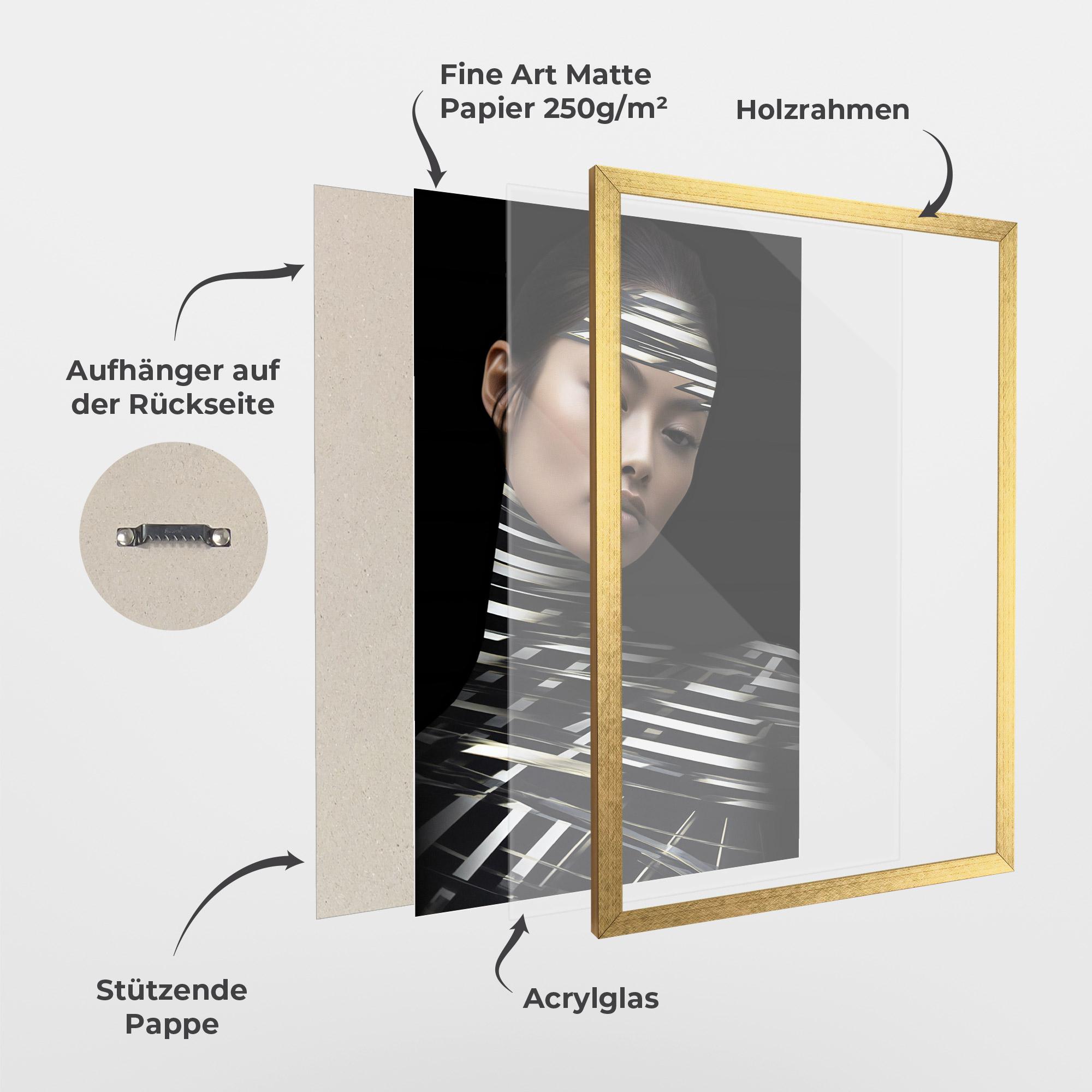 Gerahmte Poster Futuristic Make Up Woman mockup 1