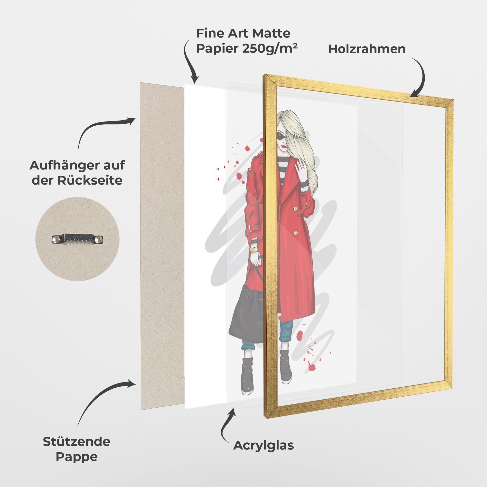 Gerahmte Poster Red Coat mockup 1