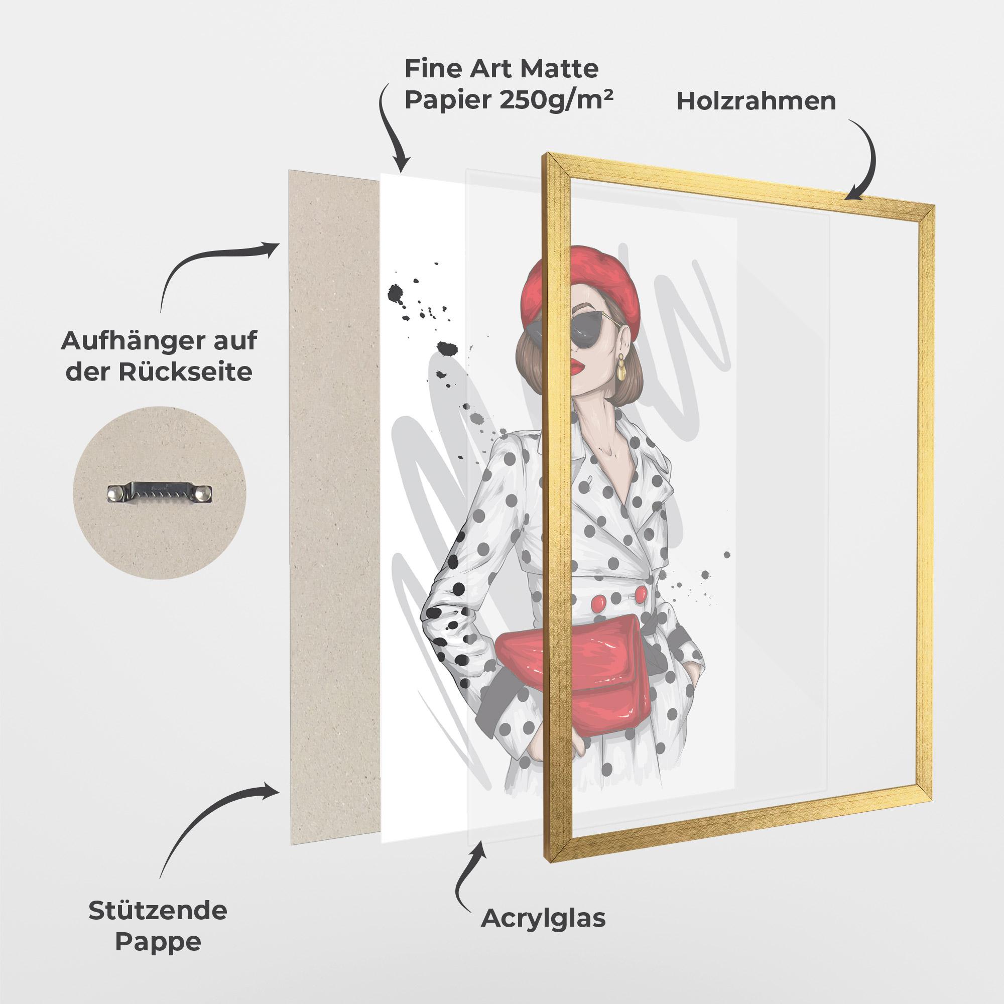 Gerahmte Poster White Red Outfit mockup 1