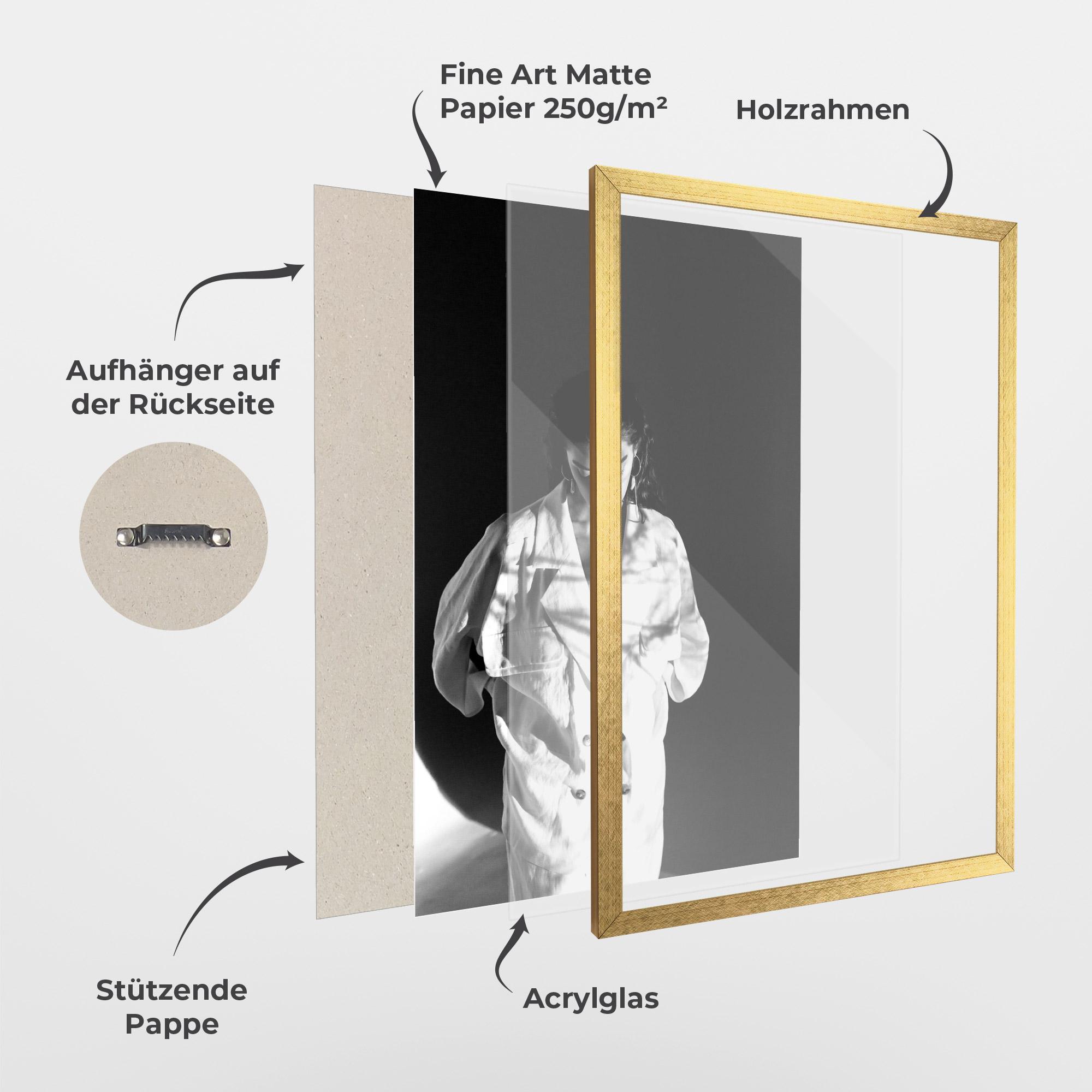 Gerahmte Poster Woman Black Wall mockup 1