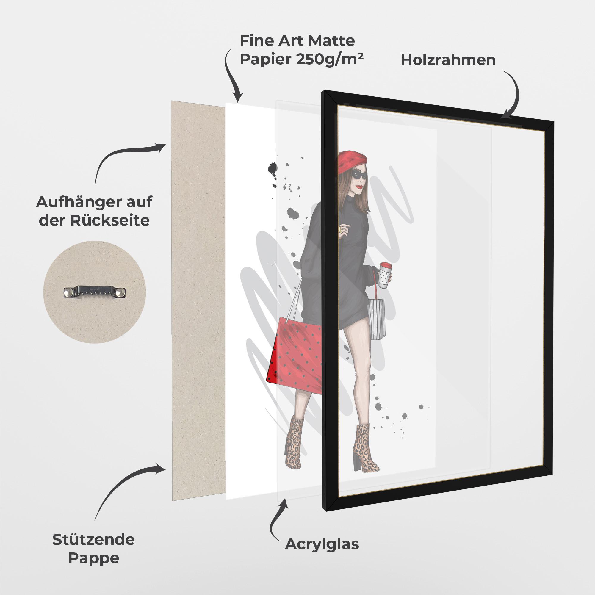 Gerahmte Poster Black Red Outfit mockup 1
