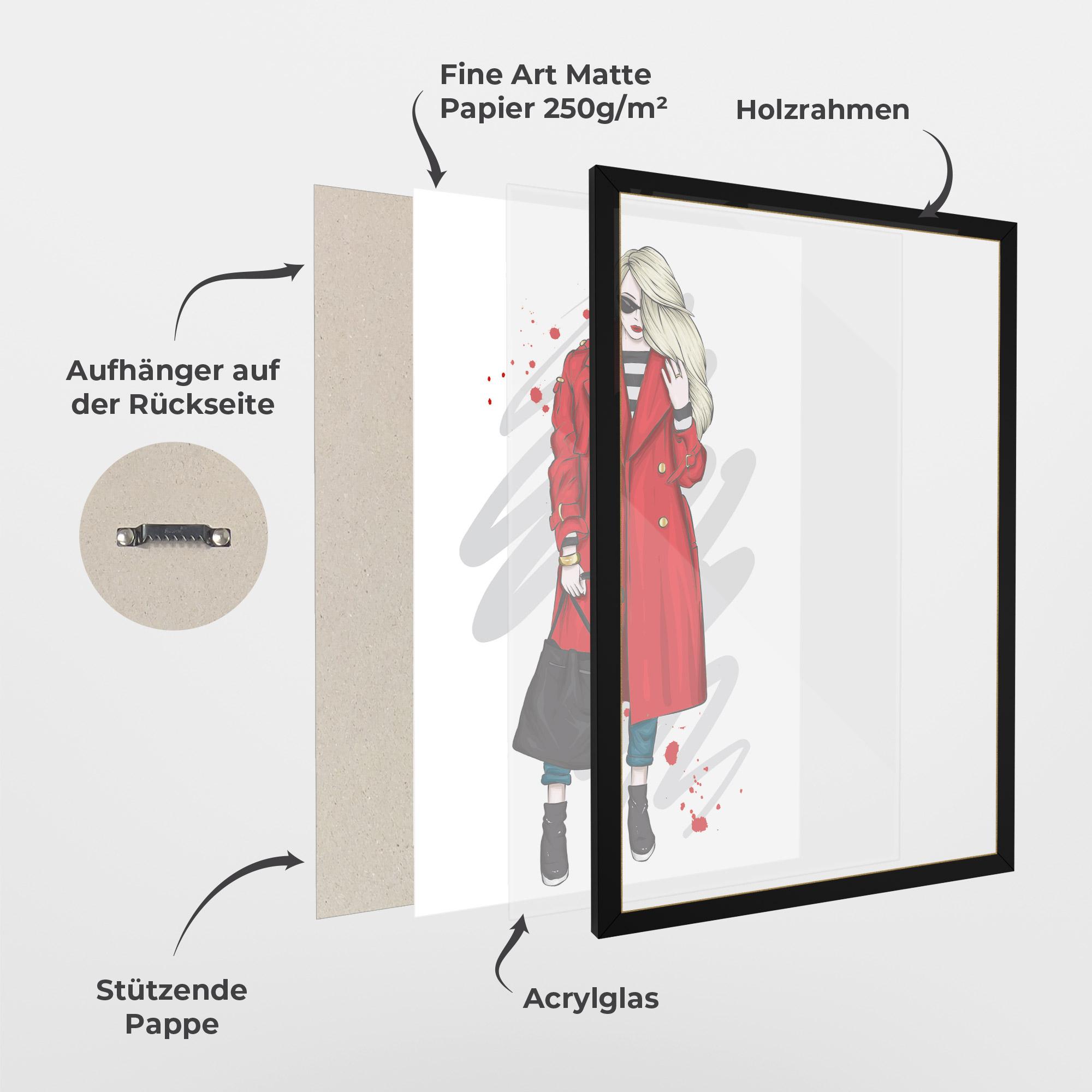 Gerahmte Poster Red Coat mockup 1