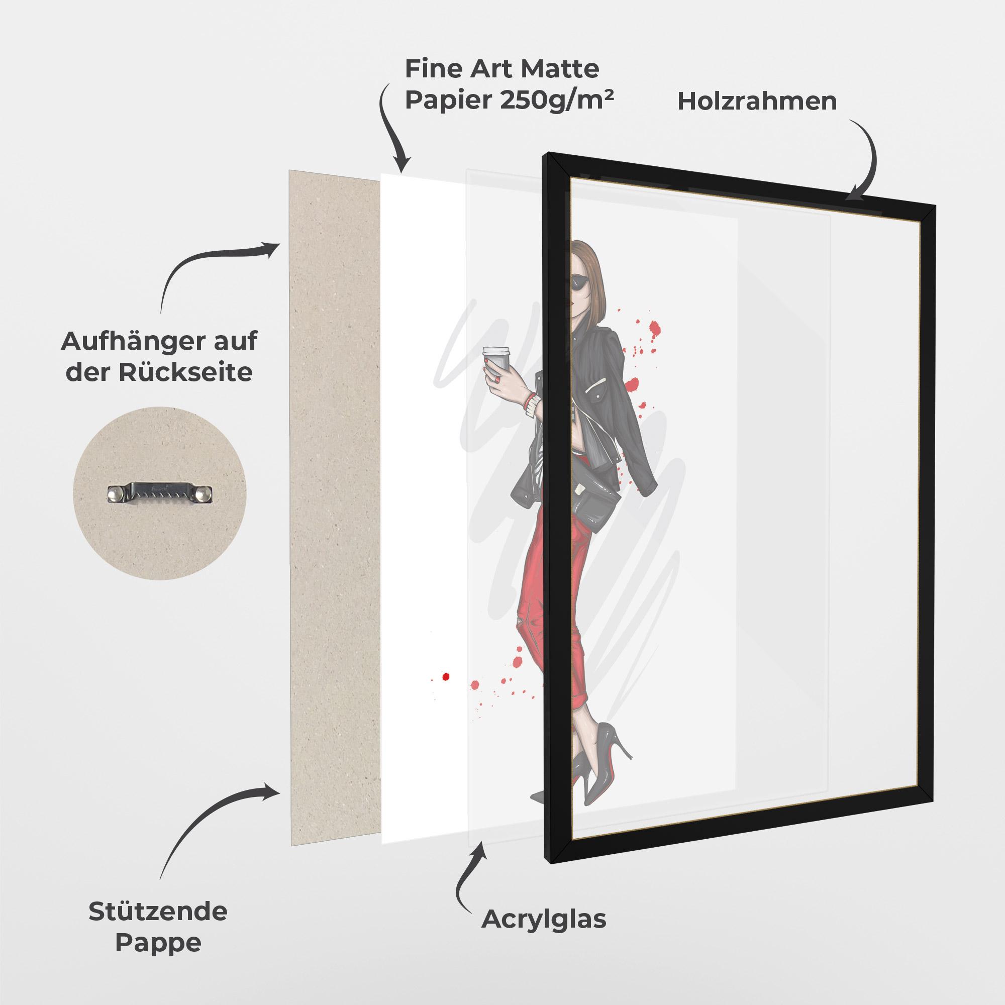 Gerahmte Poster Red Pants Woman mockup 1