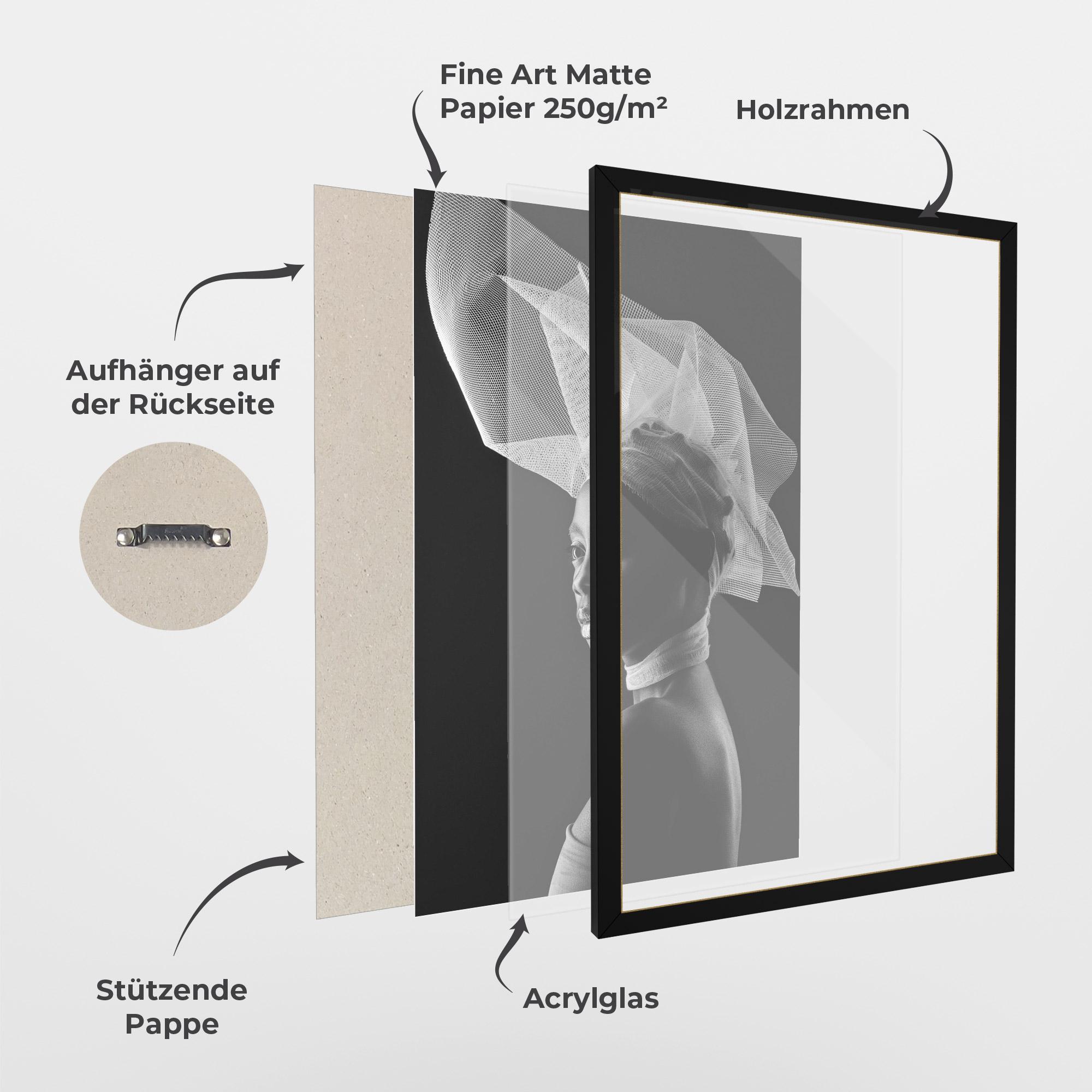 Gerahmte Poster Veil Hat Woman mockup 1