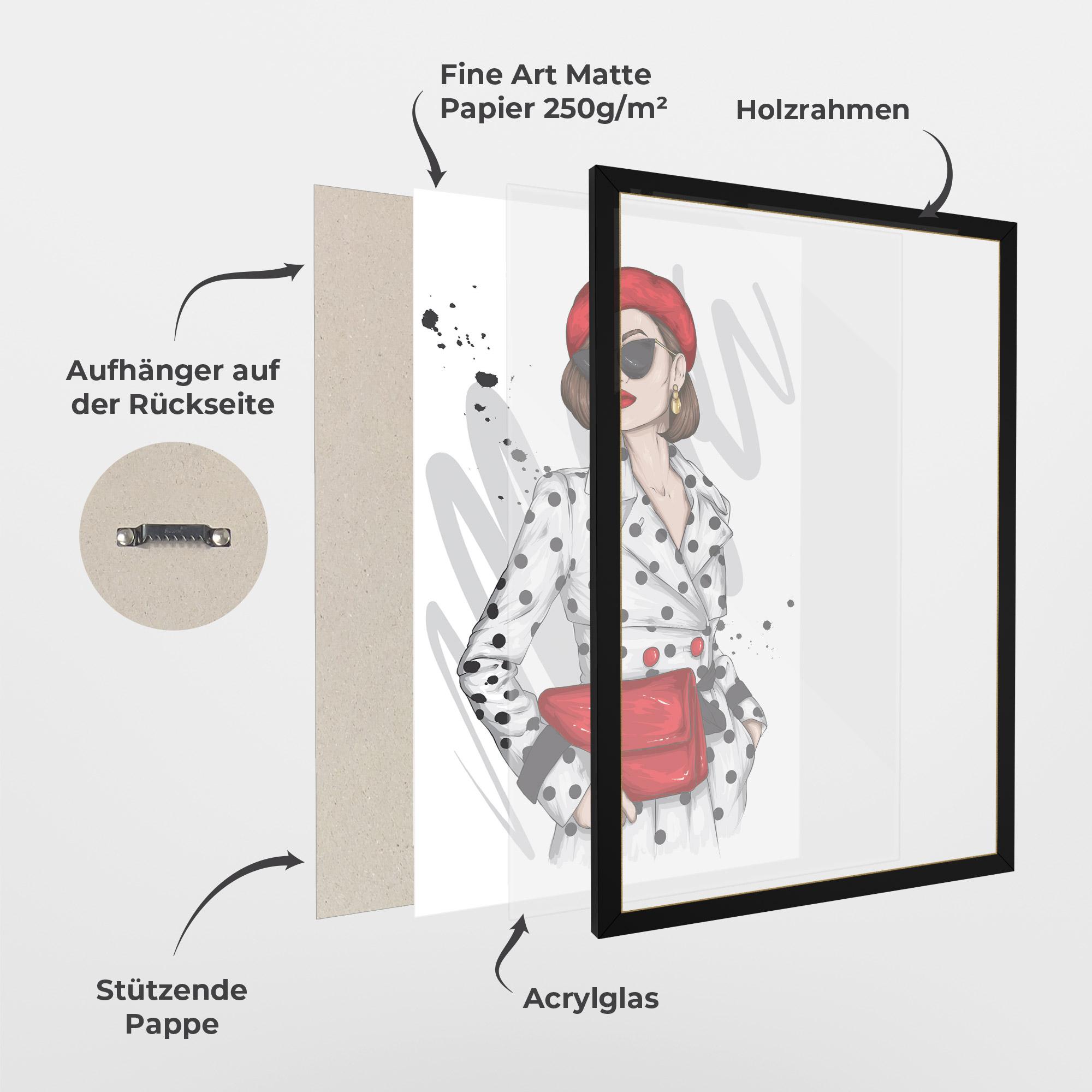 Gerahmte Poster White Red Outfit mockup 1