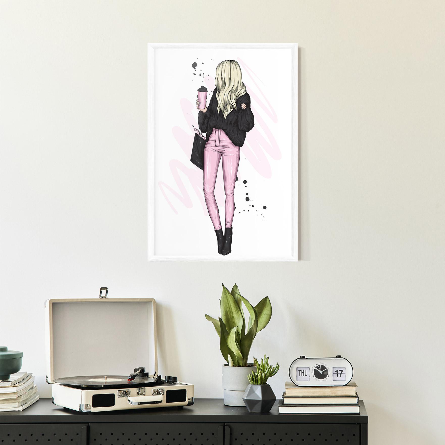 Gerahmte Poster Black Pink Outfit mockup 2