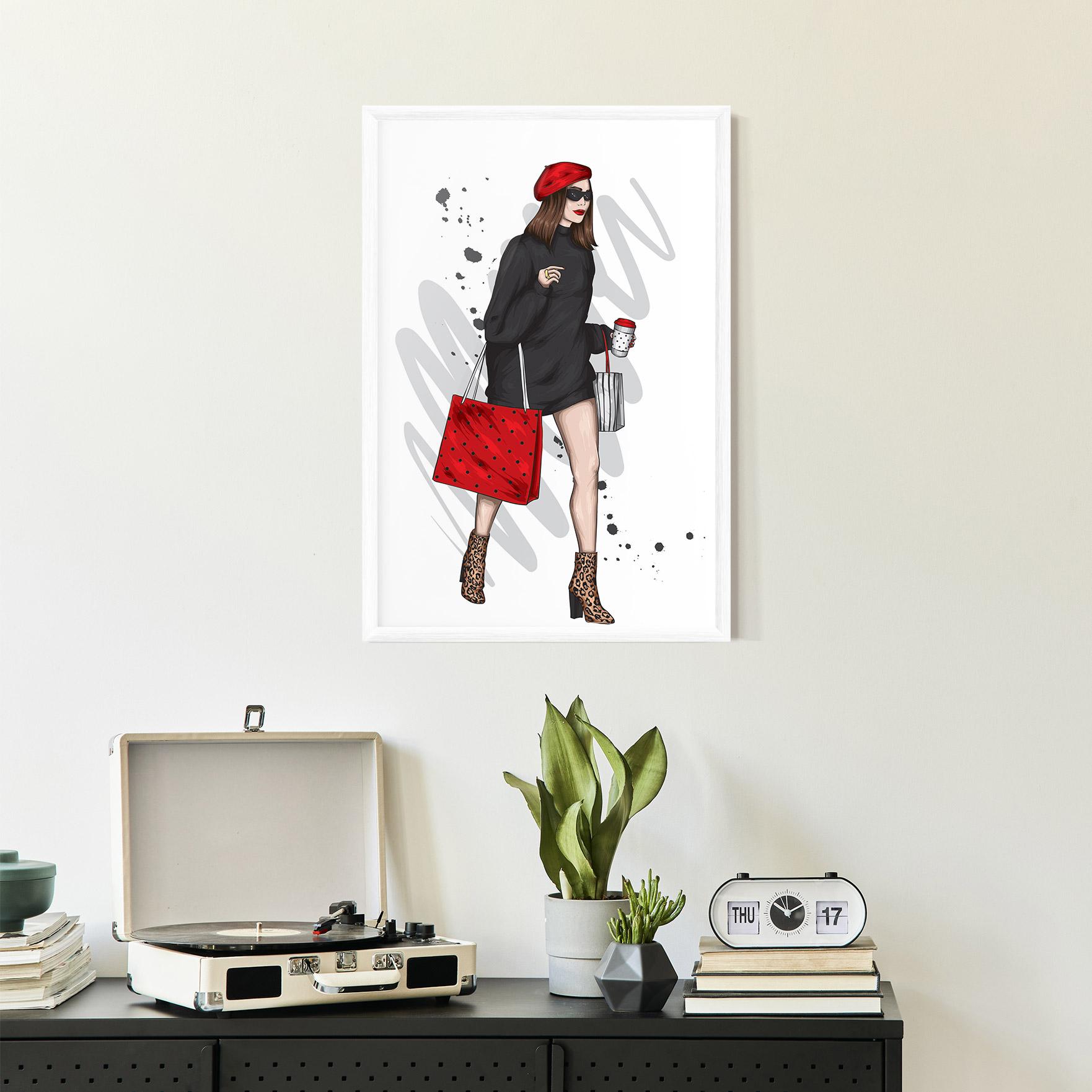 Gerahmte Poster Black Red Outfit mockup 2