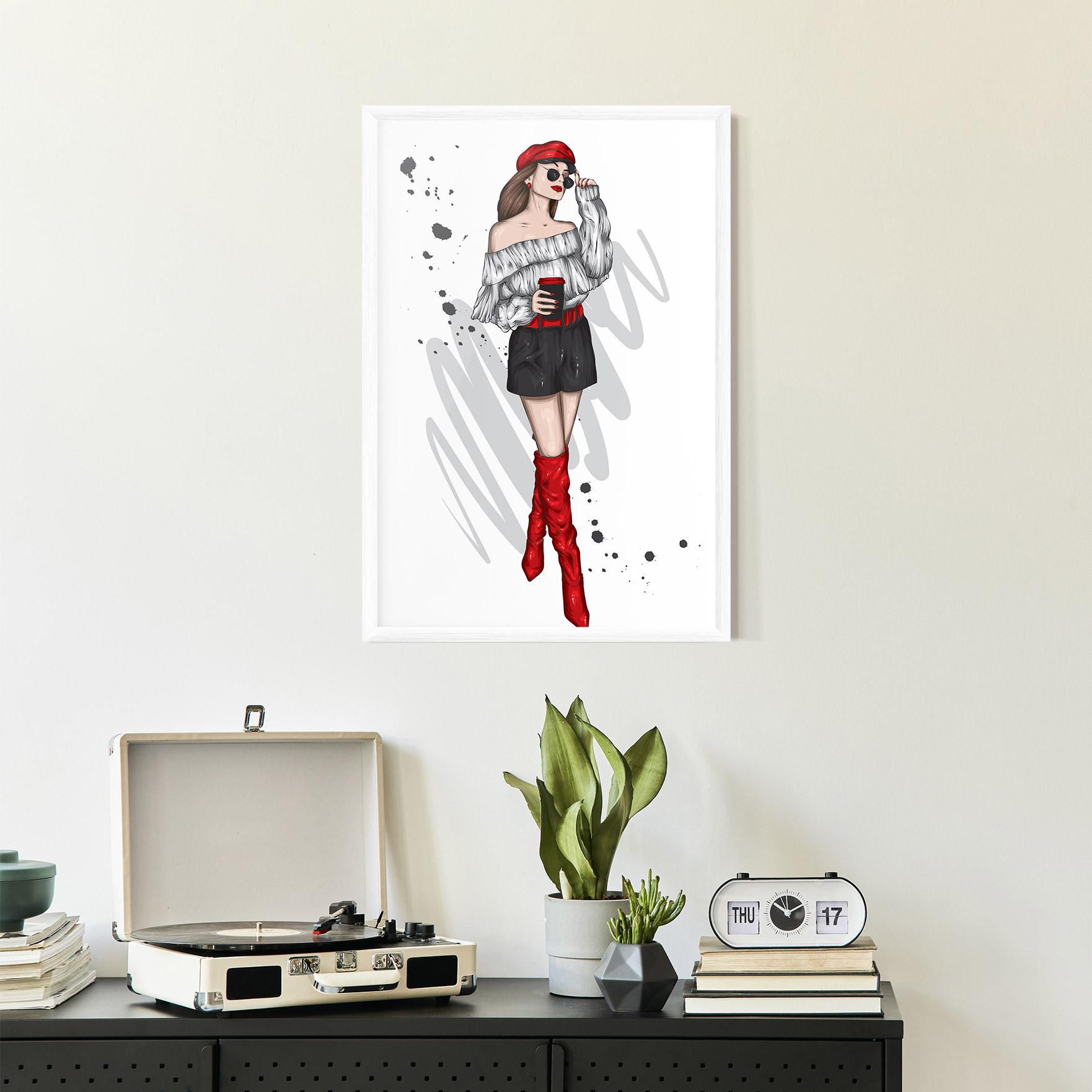 Gerahmte Poster Red Tall Boots Woman mockup 2