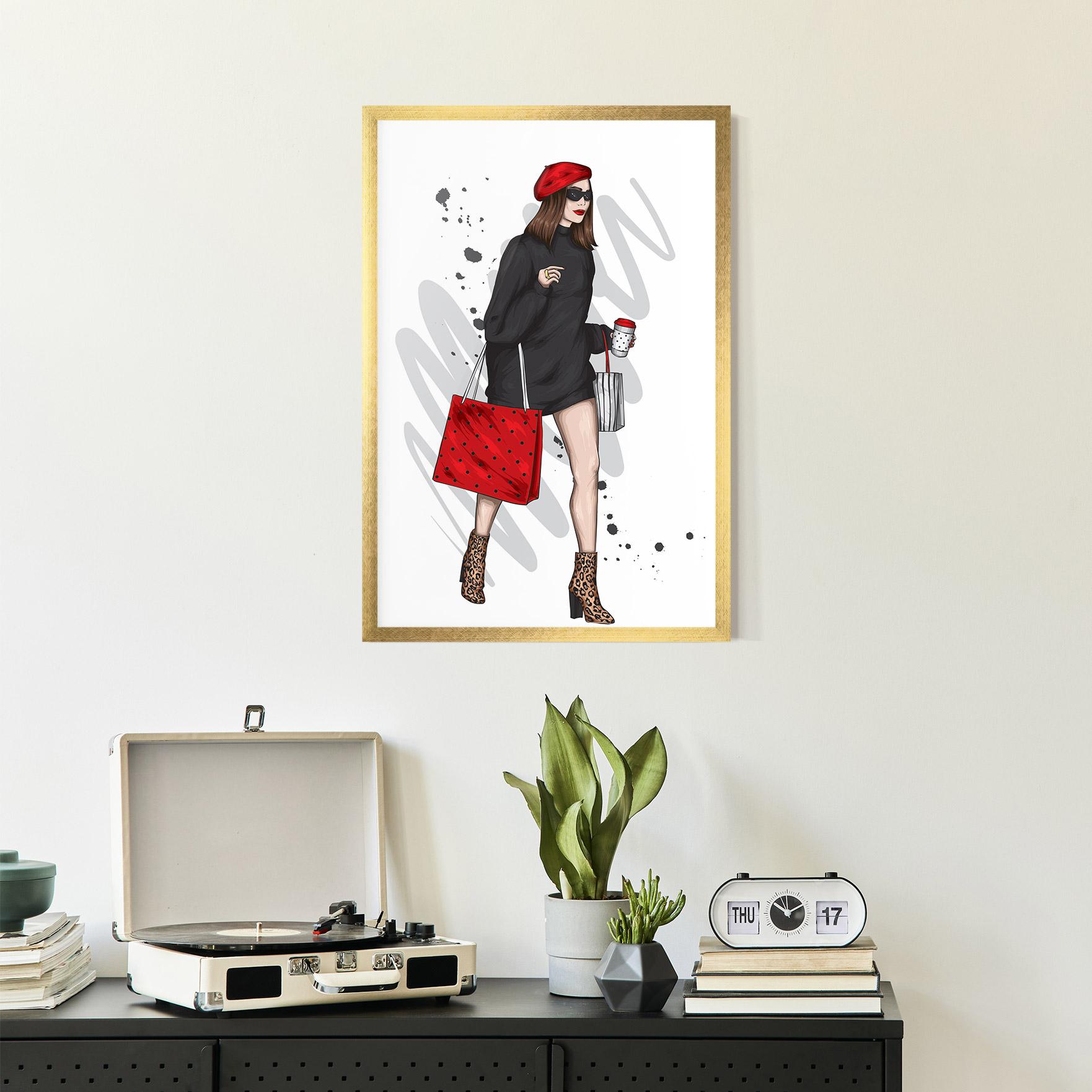 Gerahmte Poster Black Red Outfit mockup 2