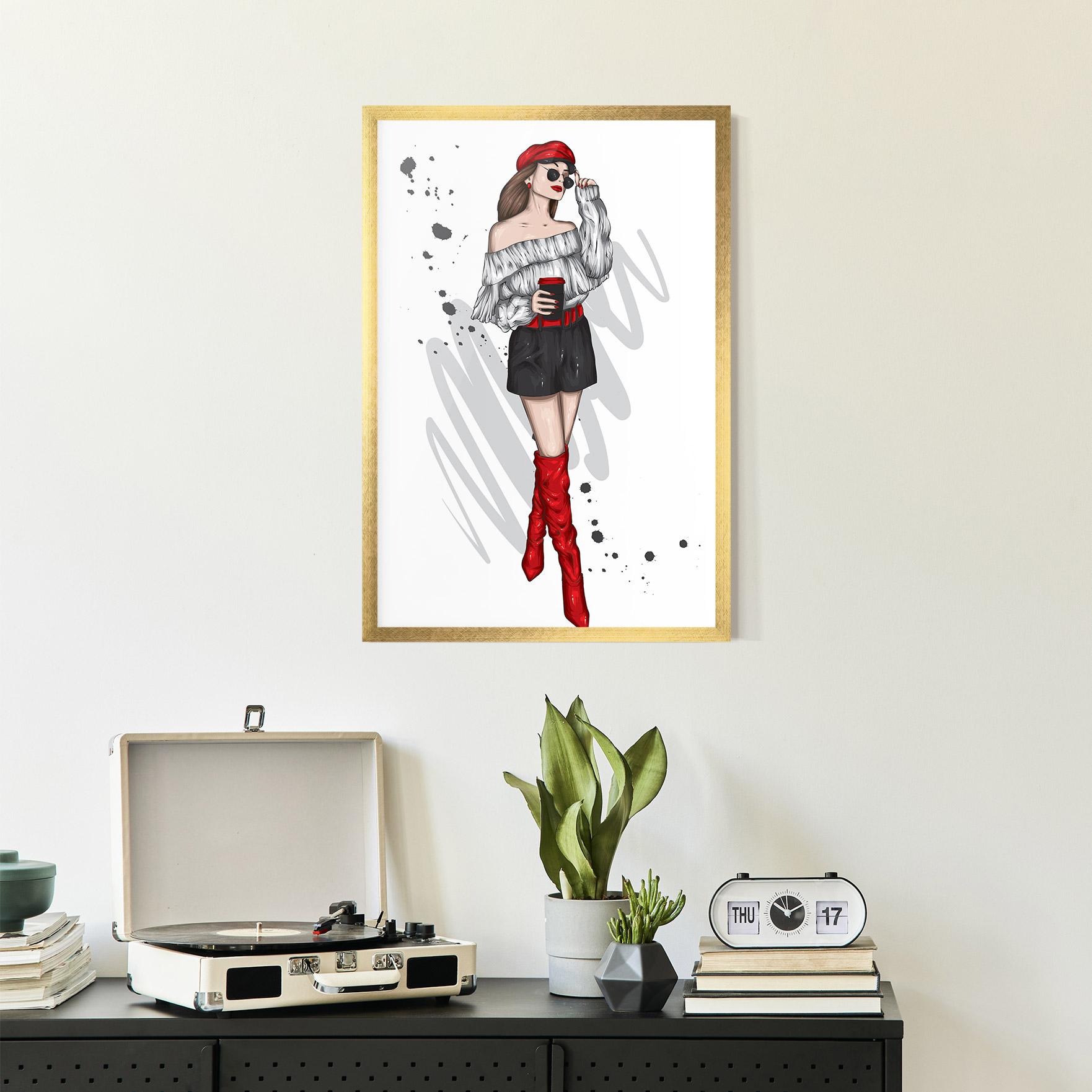 Gerahmte Poster Red Tall Boots Woman mockup 2