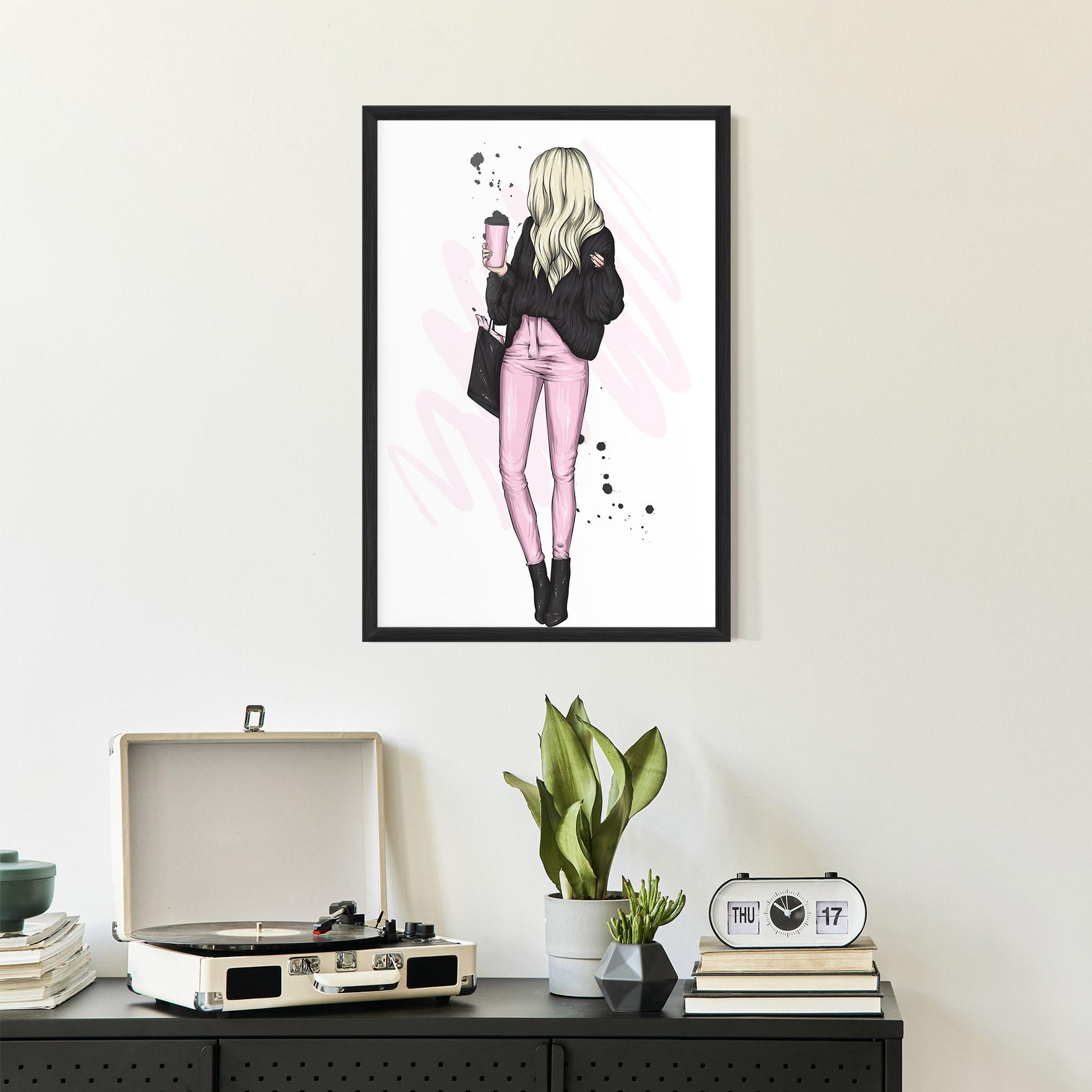 Gerahmte Poster Black Pink Outfit mockup 2