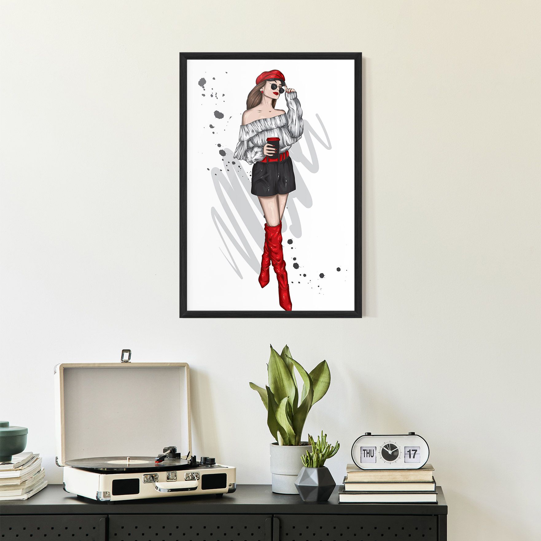 Red Tall Boots Woman mockup 2