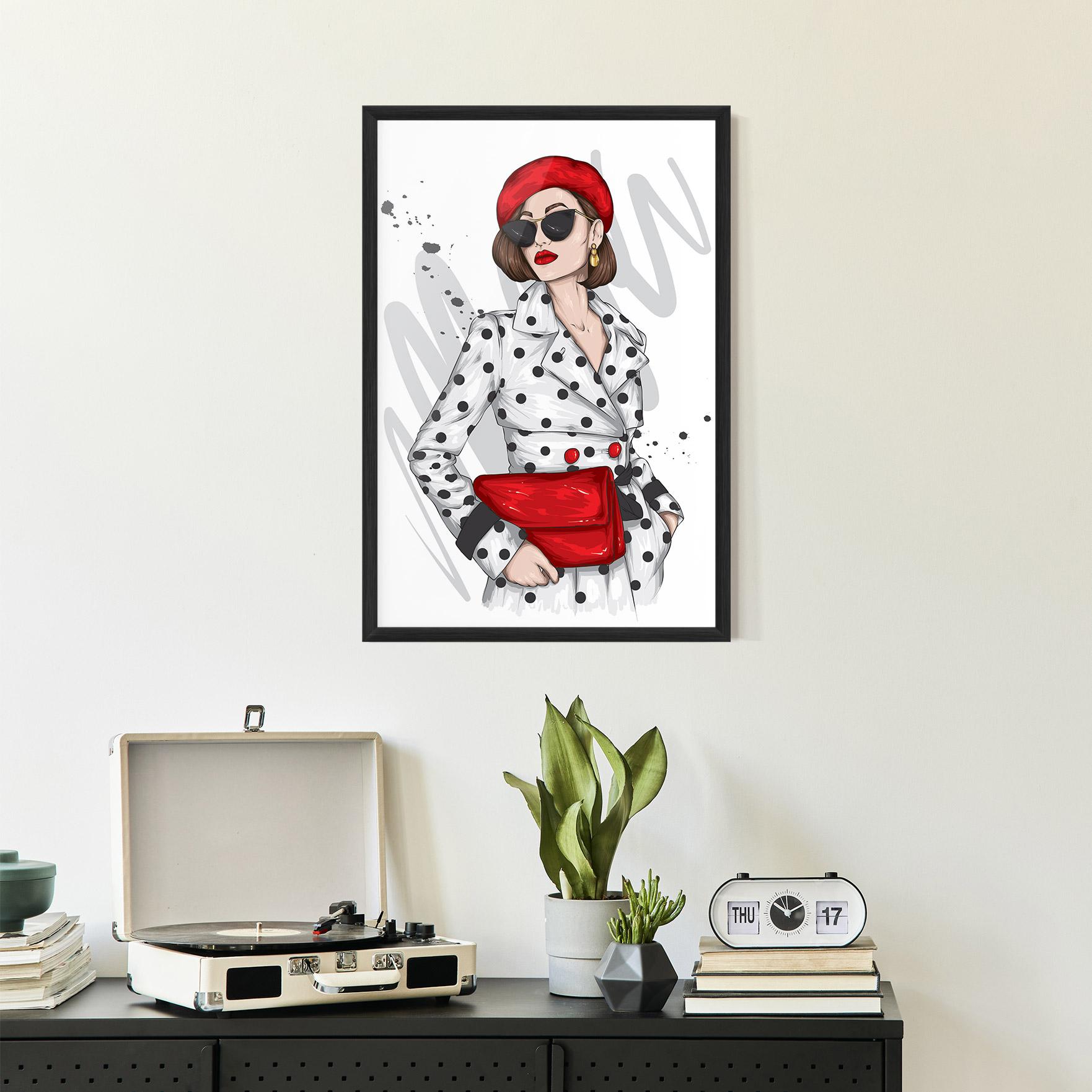 Gerahmte Poster White Red Outfit mockup 2