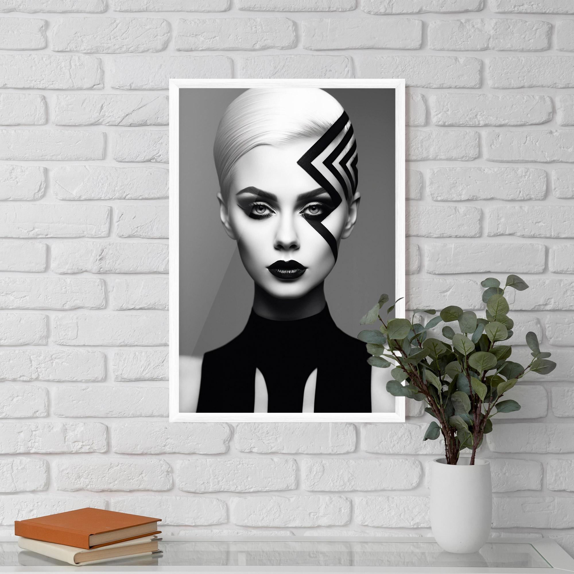 Gerahmte Poster Black Lines On Face mockup 5