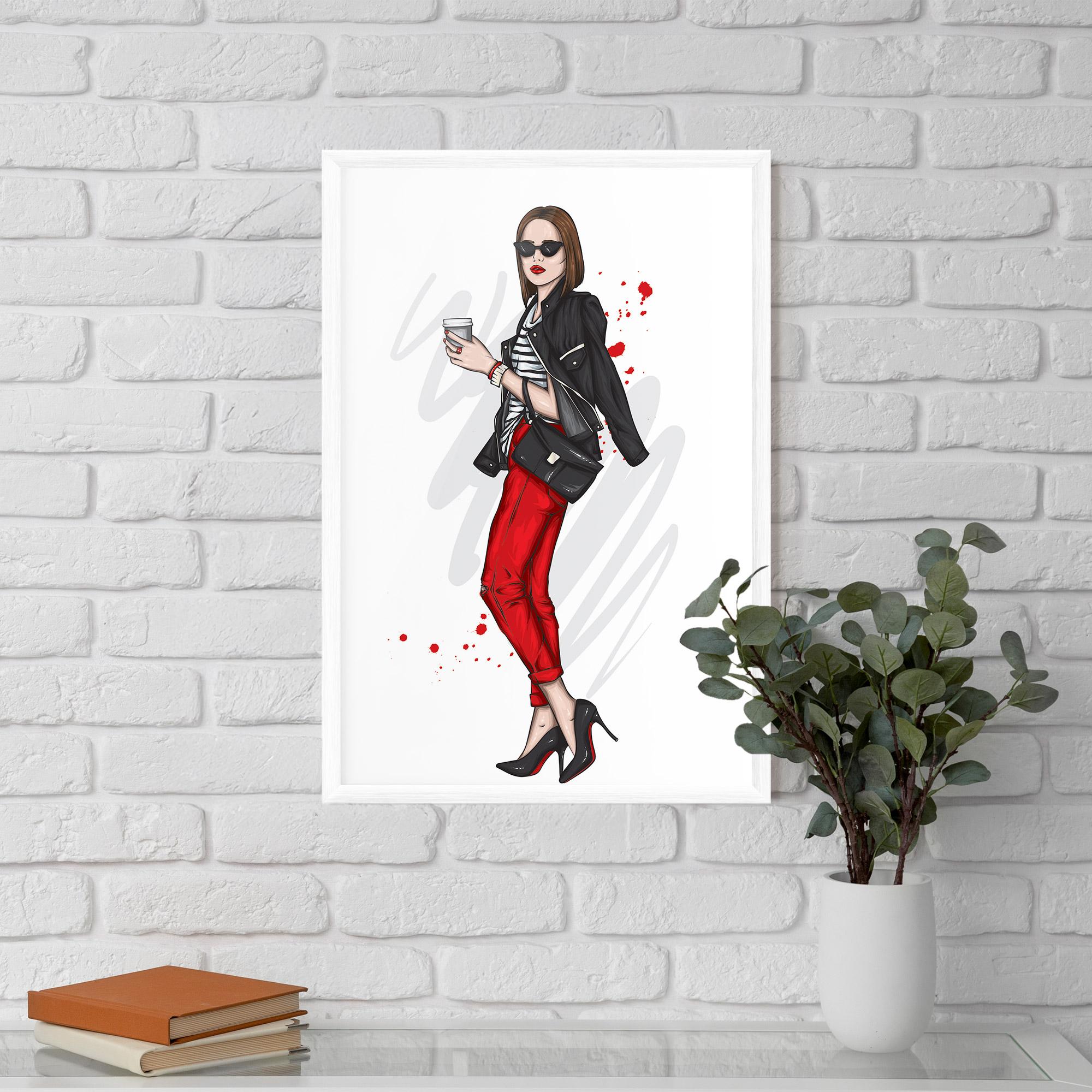 Gerahmte Poster Red Pants Woman mockup 5
