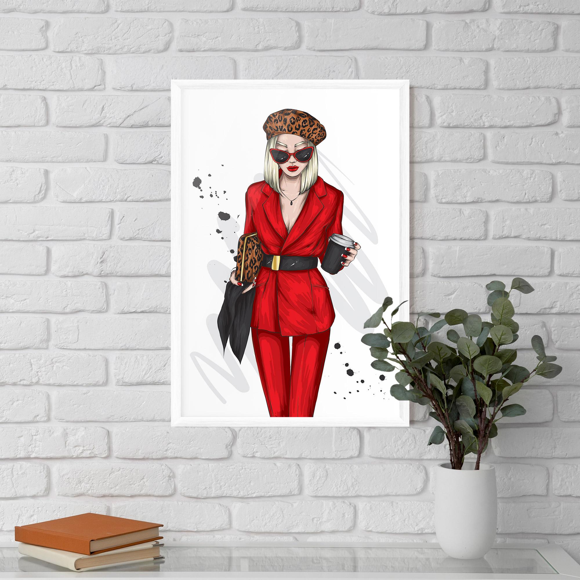 Gerahmte Poster Red Suit Woman mockup 5