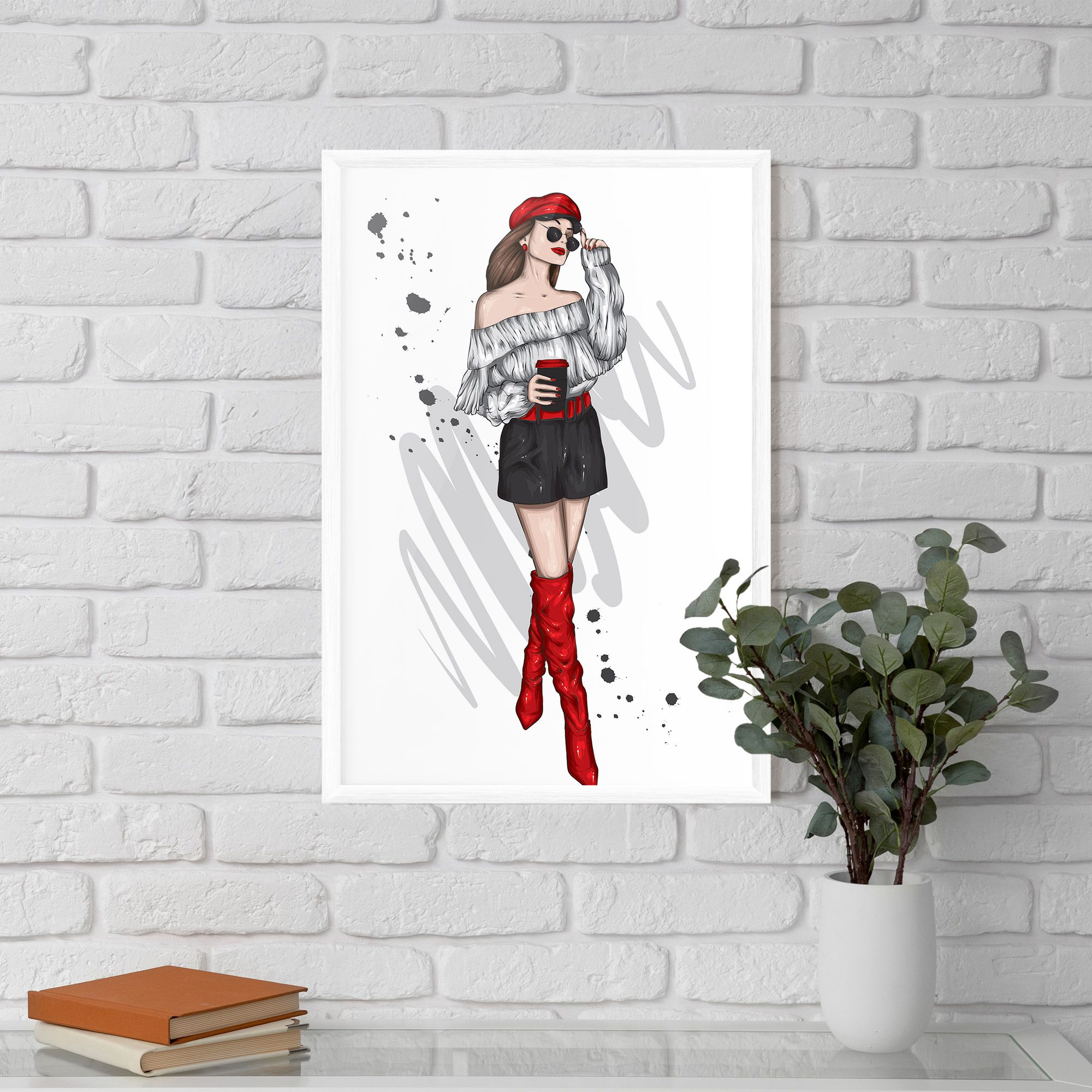 Red Tall Boots Woman mockup 5